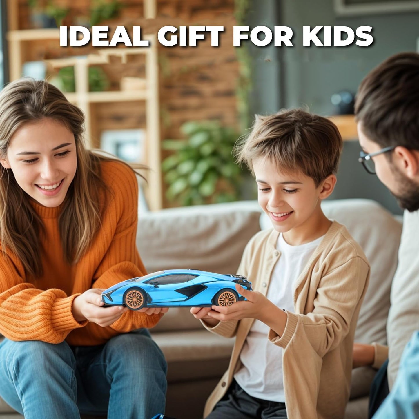 QUN XING Remote Control Car 1:24 Officially Licensed 2.4GHZ Rc Cars Lambo Sport Racing Toy Car for Kids Boys 4-7 Years Birthday Gift, Blue