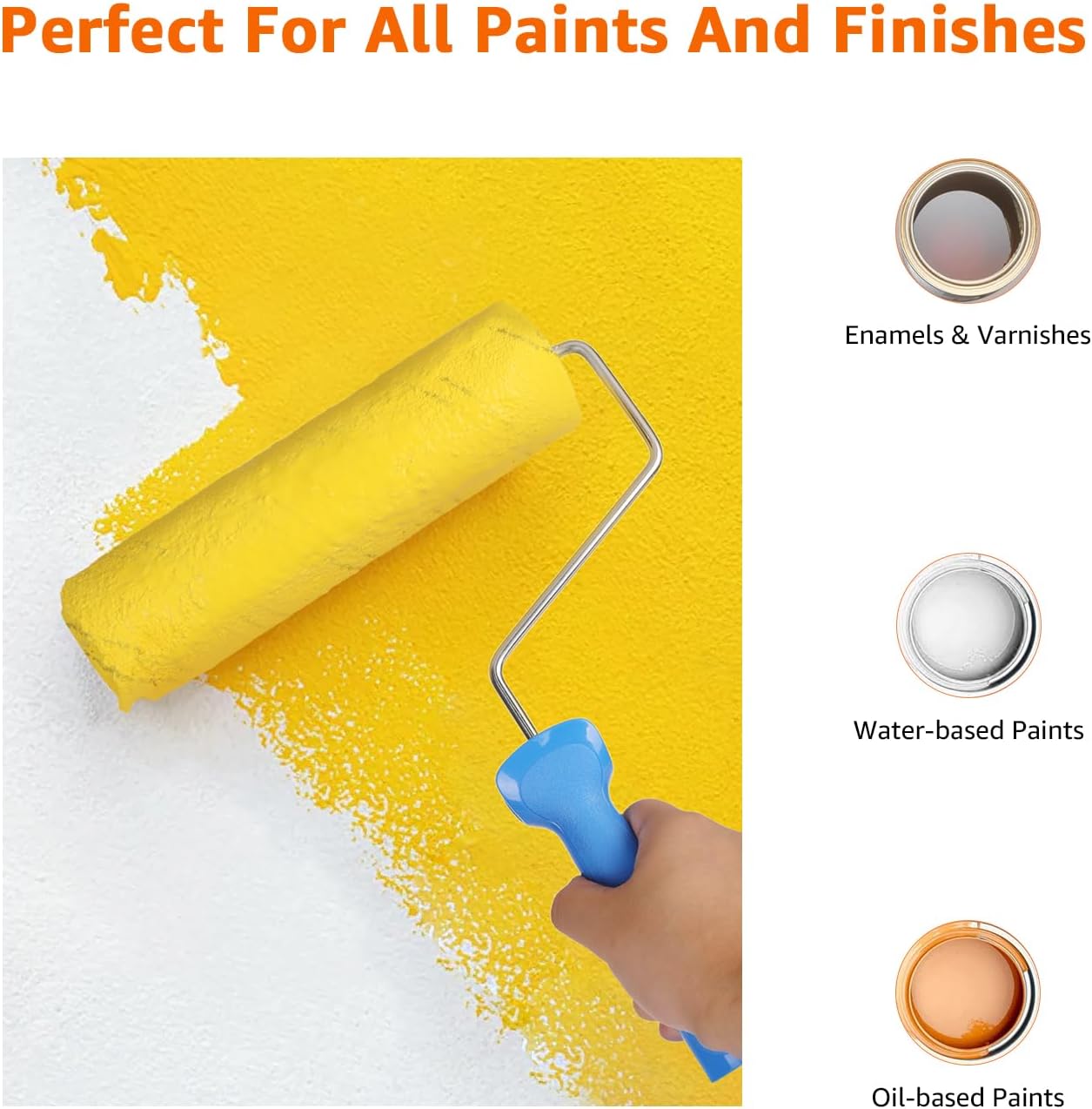 Amazon Basics Microfiber Paint Roller Covers for Painting Walls, Ceilings and House, Smooth Finish, Washable, 9" x 3/8", 12-Pack