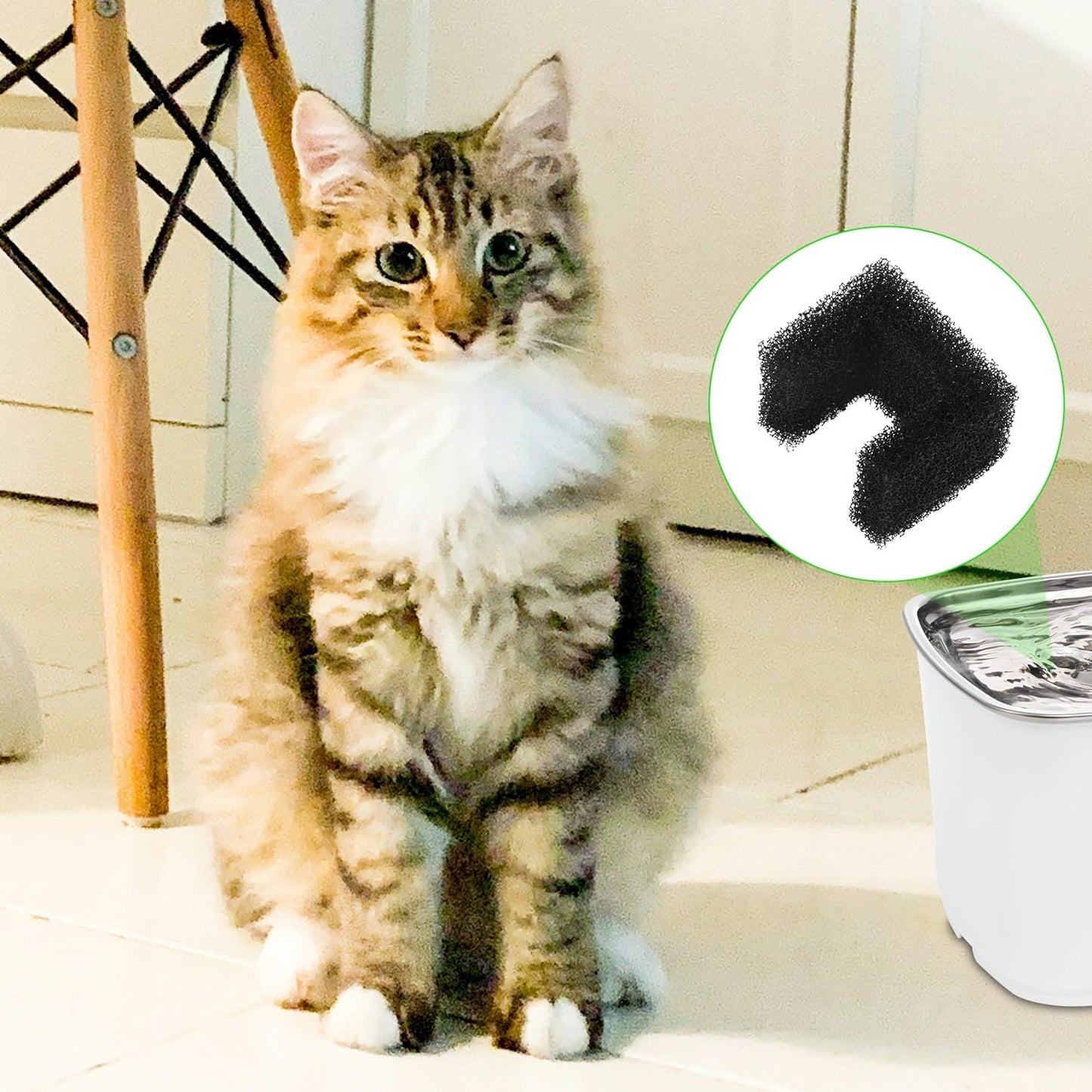 10pcs Cat Foam Filter Replacement for Pet Water Fountain, Black Pet Dog Drinking Water Fountain Sponge Filters Compatible with PetSafe Viva 64oz & 140oz Drinking Fountain