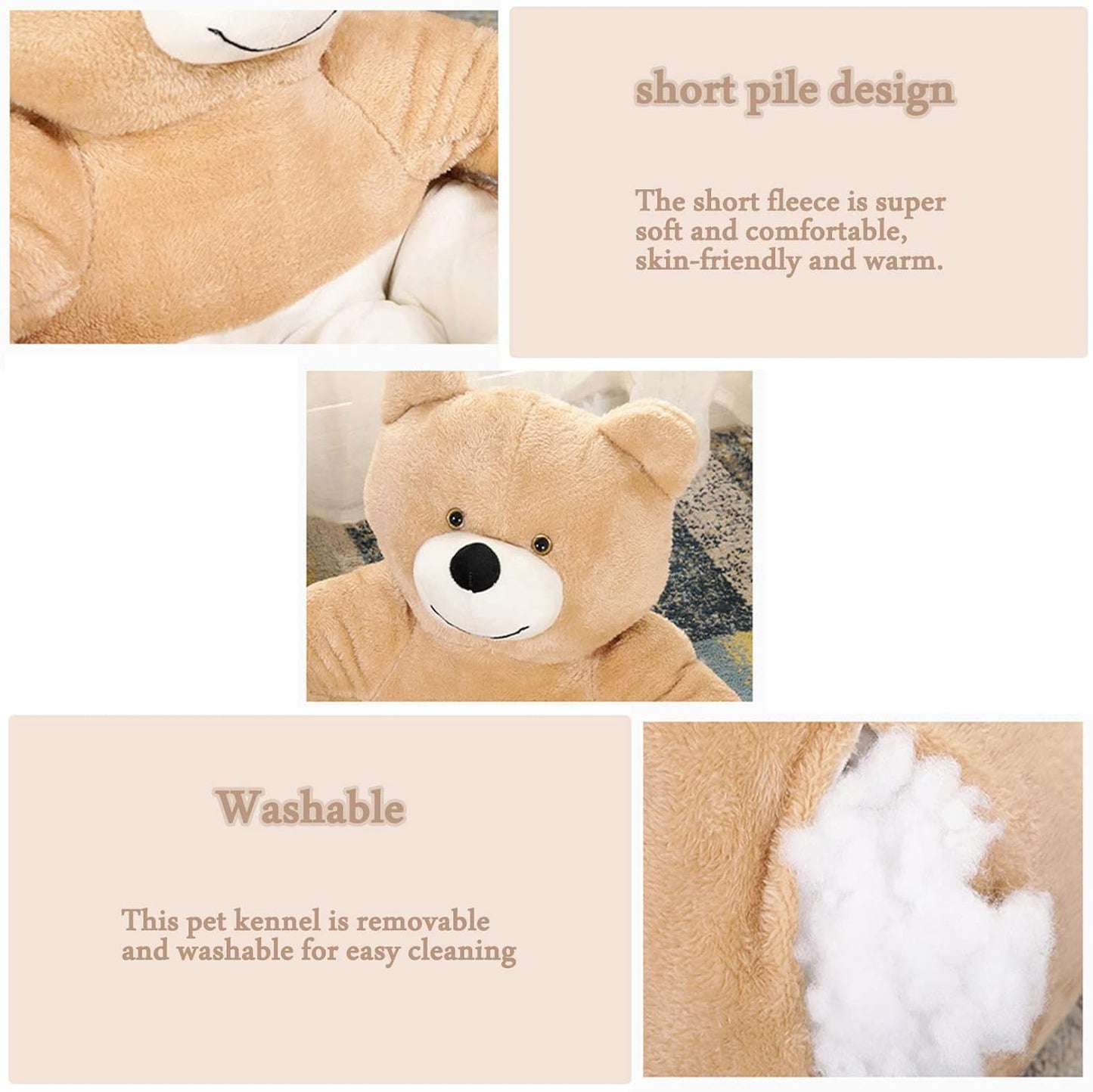 Soft Dog Bed, Dog Cuddler Bed Cute Bear Hug Design Warm Dog Bed Dog Bed Comfort Plush Pet Nest Bed with Removable Washable Cover 60cm/23.6in,Gray,60cm (Orange 60cm) (Gray 50cm)