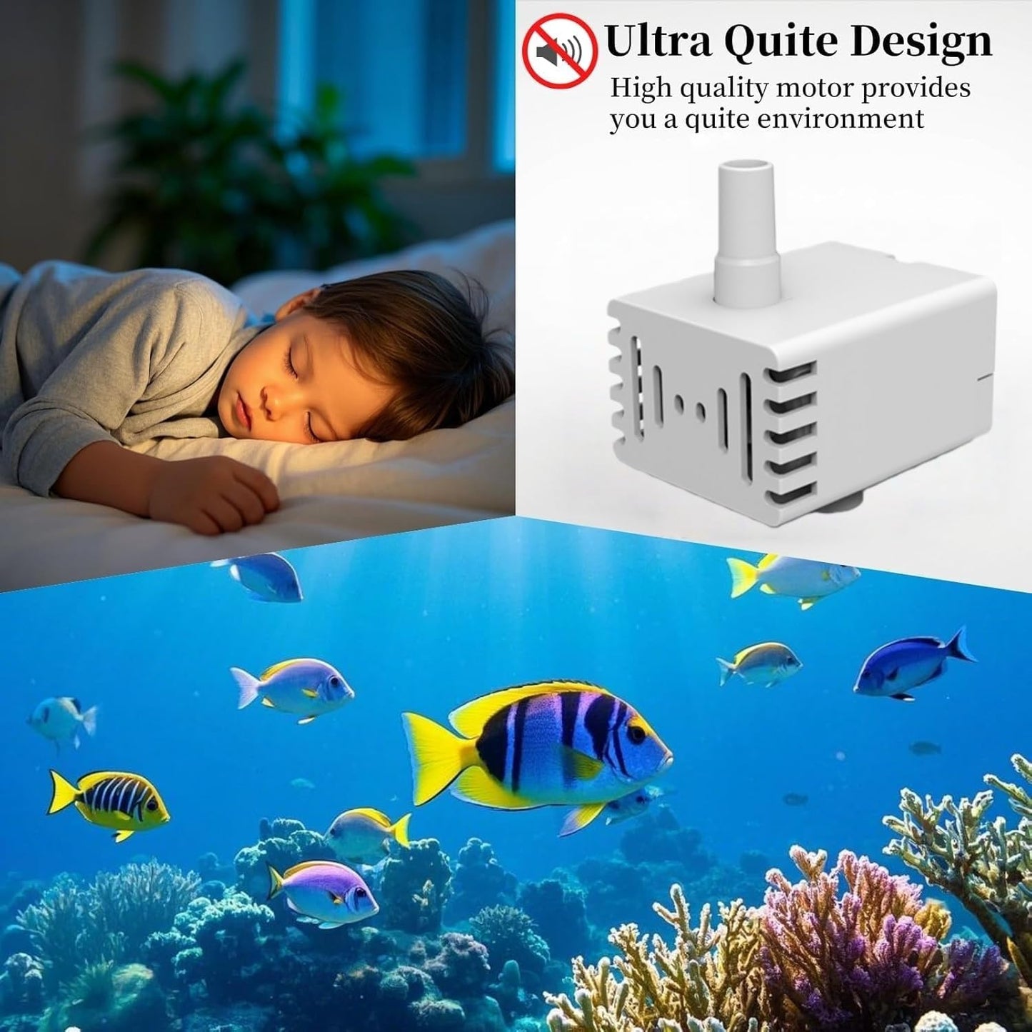 Ultra Quiet Cat Water Fountain Pump,Replacement Fountain Pump With Tubing For Pet Dog Water Dispenser, Aquarium Fish Tank, Pond, Fountain, Hydroponics,（200L/H),1.8M USB Cable, LED Light