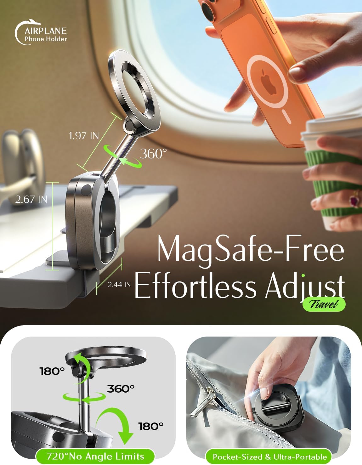 LISEN Airplane Travel Essentials for Women Men Phone Holder for Desk Cruise Essentials 2026 MagSafe Travel Size Accessories Airplane Gadgets Men Long Flight Spring Break Essentials Easter Gifts