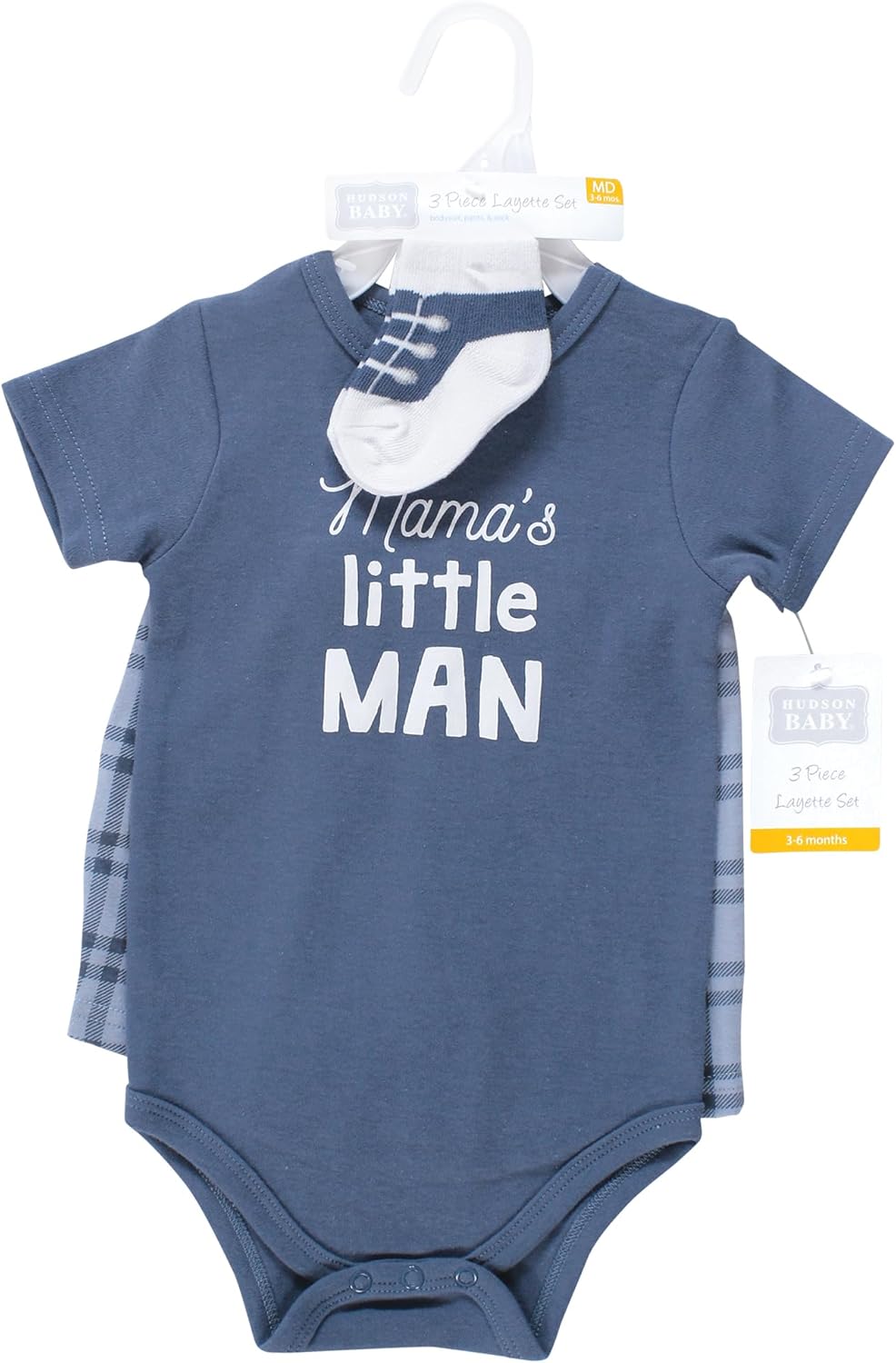 Hudson Baby Unisex Baby Bodysuit, Short and Sock, 3-Piece Set
