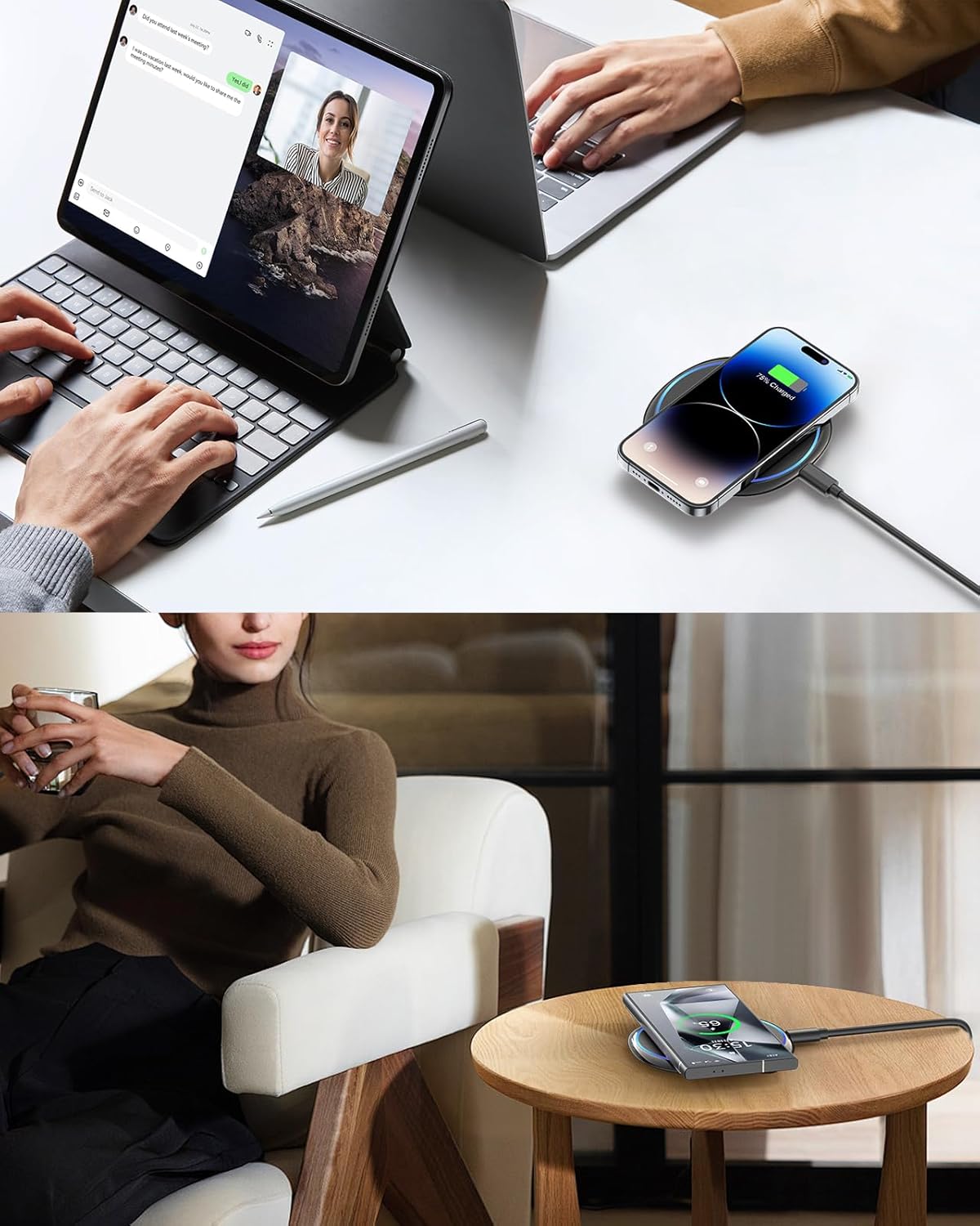 NANAMI Fast Wireless Charger [2 Pack] - Wireless Charging Pad for iPhone 17/17 Pro/17 Pro Max/16/15/14/13/13 Pro/12,10W for Samsung Galaxy S26/S26+/S25/S25 Ultra/S24/S24 Ultra/S23/S22, New Airpods