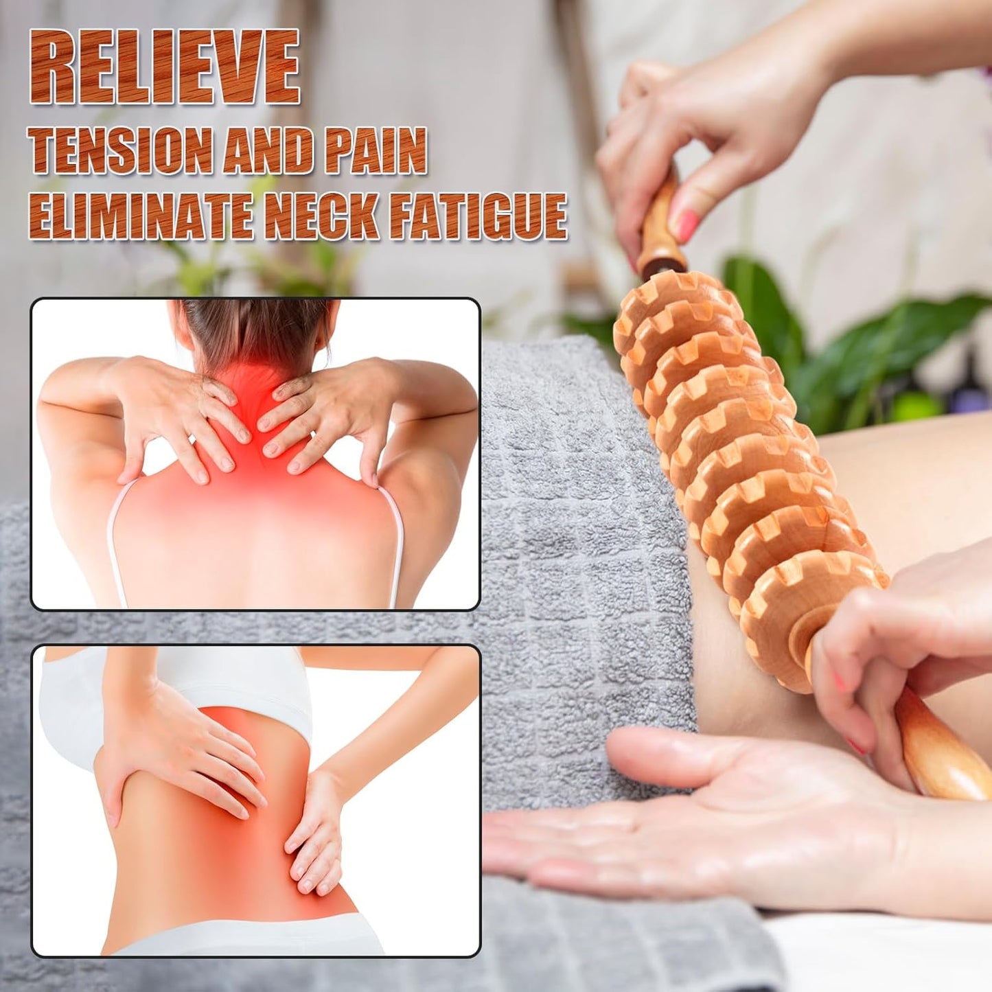Wood Therapy Massage Tools,Wooden Massager Stick Roller Lymphatic Drainage Tool,Maderoterapia Kit Self Massage Roller Tool for Cellulite Reduction,Muscle Tension and Body Shaping,Contouring