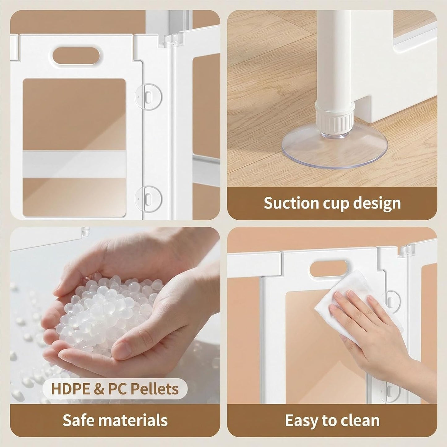 Karenmok 8-Panel DIY Pet Playpen with 360° Connectors, 24" Tall Clear & Foldable Dog Fence for Indoor Small Dogs & Puppies