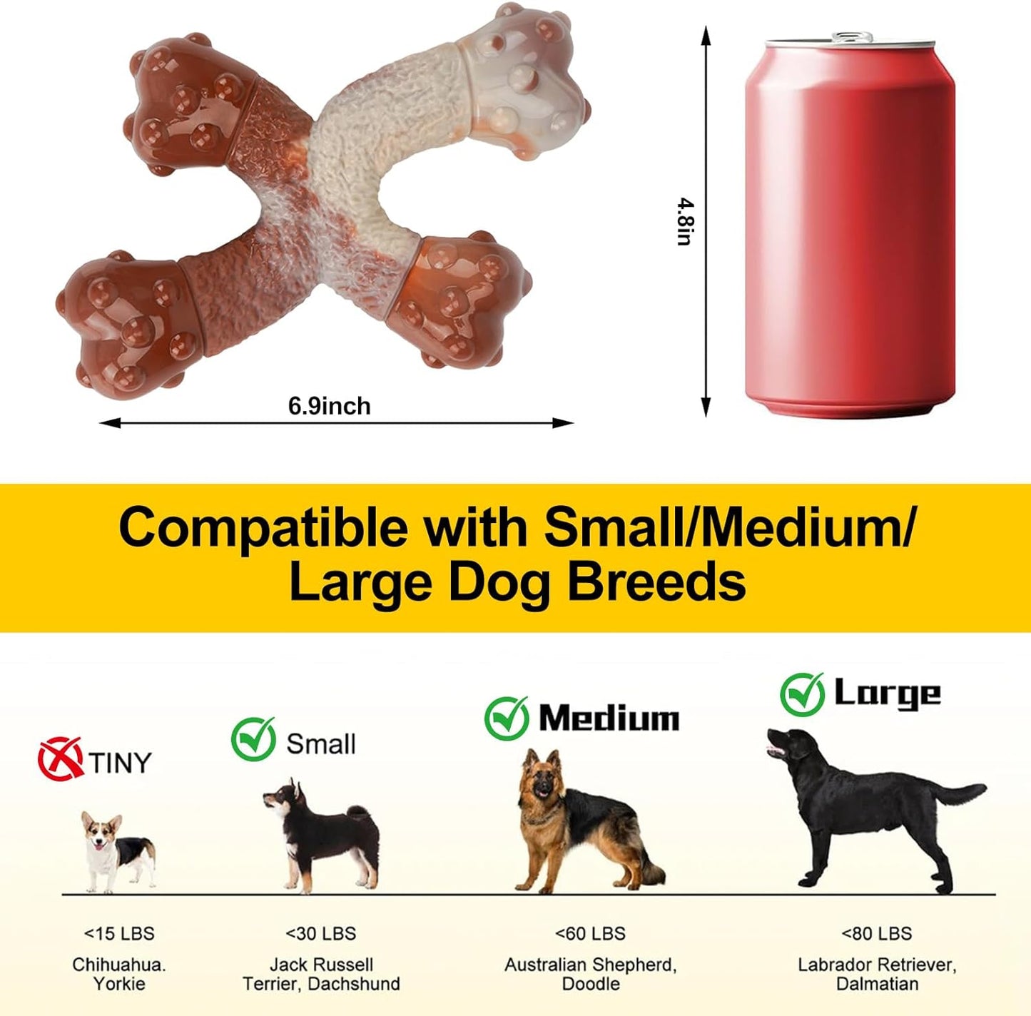 Dog Chew Toys for Aggressive Chewers - Durable Nylon Bones for Boredom Relief & Anxiety, Bacon Flavored Teething Chews for Large Dogs, Tough Chew Toy to Clean Teeth