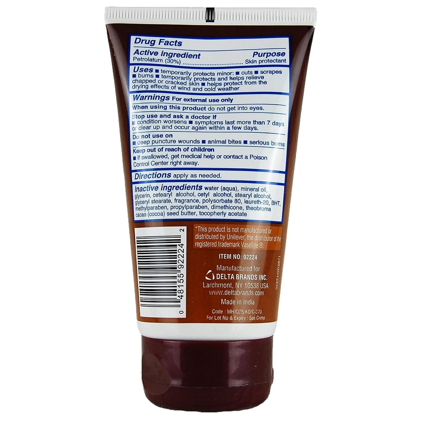 Petroleum Jelly Vitamin E and Cocoa Butter Lotion 4.5 Oz (3 Pack) Vitamin E Cream for Skin with Cocoa Butter Cream Petroleum Jelly Tube