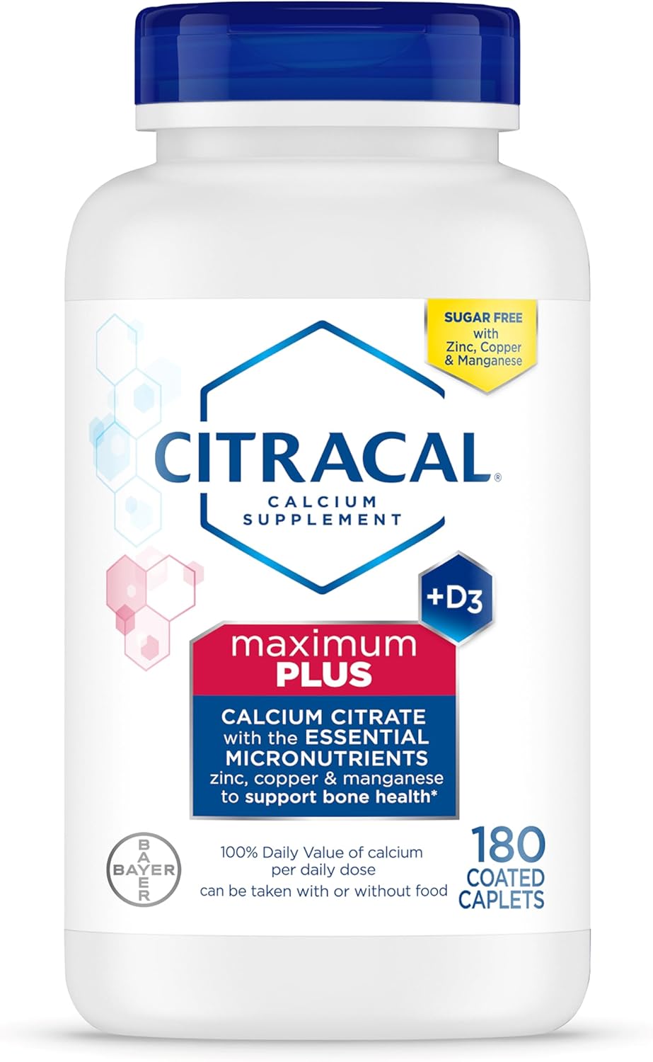 Citracal Maximum Plus Calcium Supplement - Calcium Citrate with Vitamin D3, Zinc, & Essential Minerals for Bone Health Support, Ages 12+, 180 Count (Packaging May Vary)
