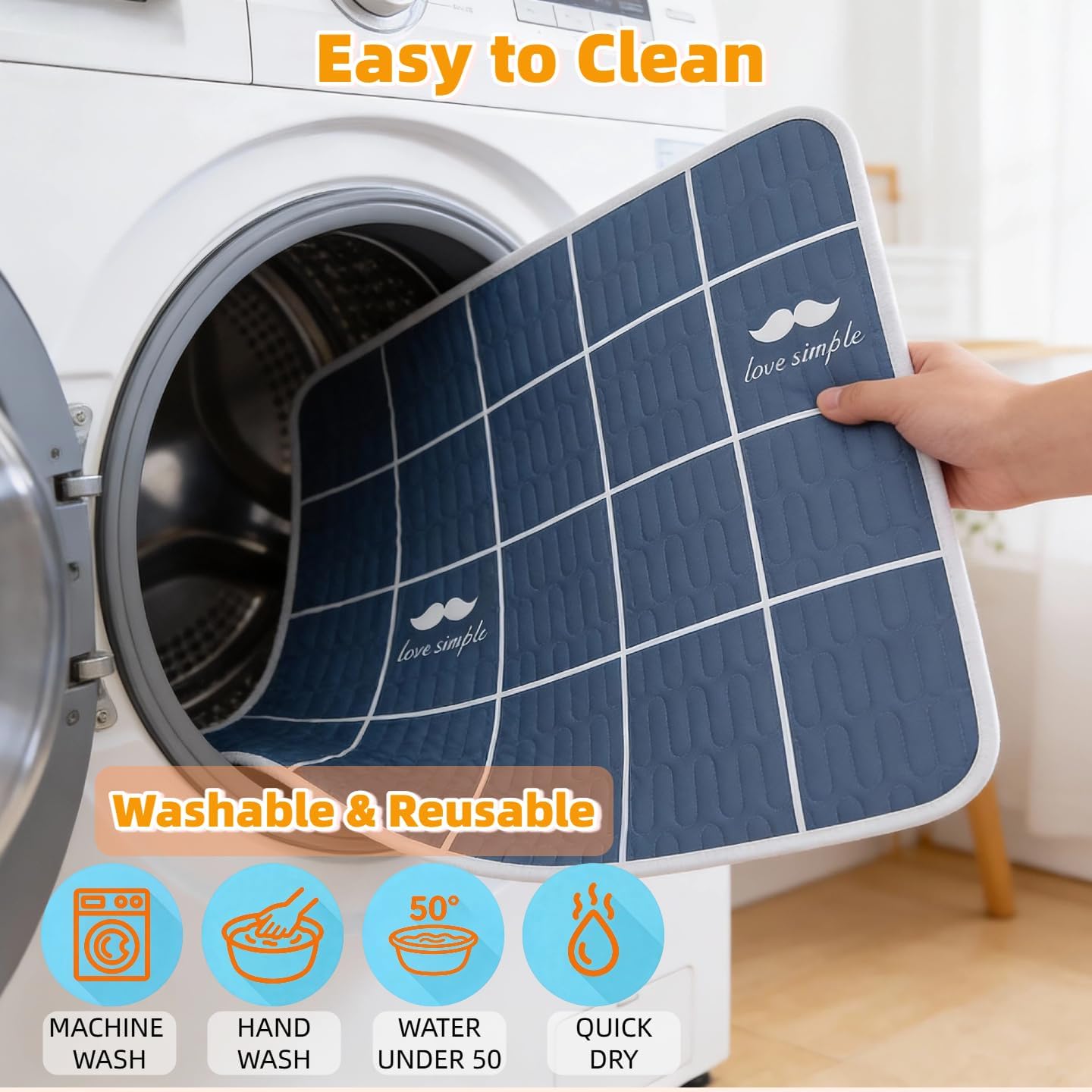 Washable Puppy Pads with Pheromones, 4 Pack - Super Absorbent Leakproof Waterproof Reusable Puppy Potty Training Pads with Non-Slip Backing for Crate, Playpen, Bed, Whelping Box (Grey, 18" x 24")