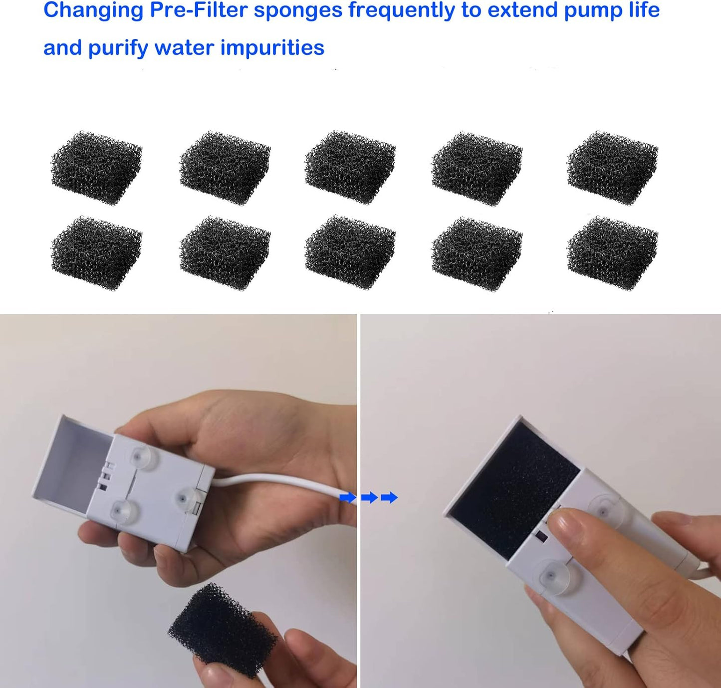 12-Pack Cat Water Foutain Filters & Pre-Filter Sponges Replacement, Compatible with Veken 95oz/2.8L Cat Fountain Dog Water Dispenser