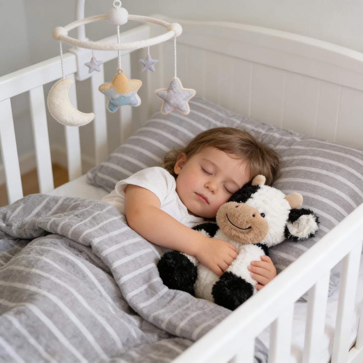 Hopearl Adorable Plush Cow Toy Floppy Dairy Cattle Soft Stuffed Animal Cute Birthday Gifts for Boys Girls Kids Toddlers, 9''
