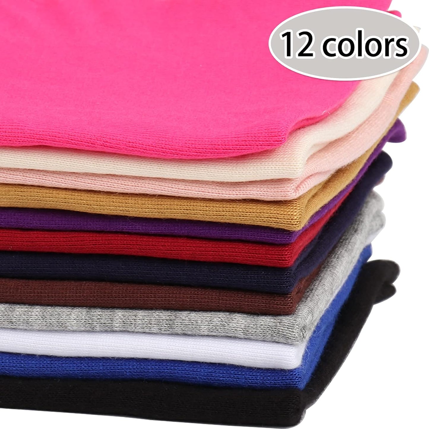 Messen 12 Pieces Under Scarf Hijab Cap for Turban Head Wraps Scarf Solid Color Hijab Tube Unisex Stretch Dreadlocks Tube