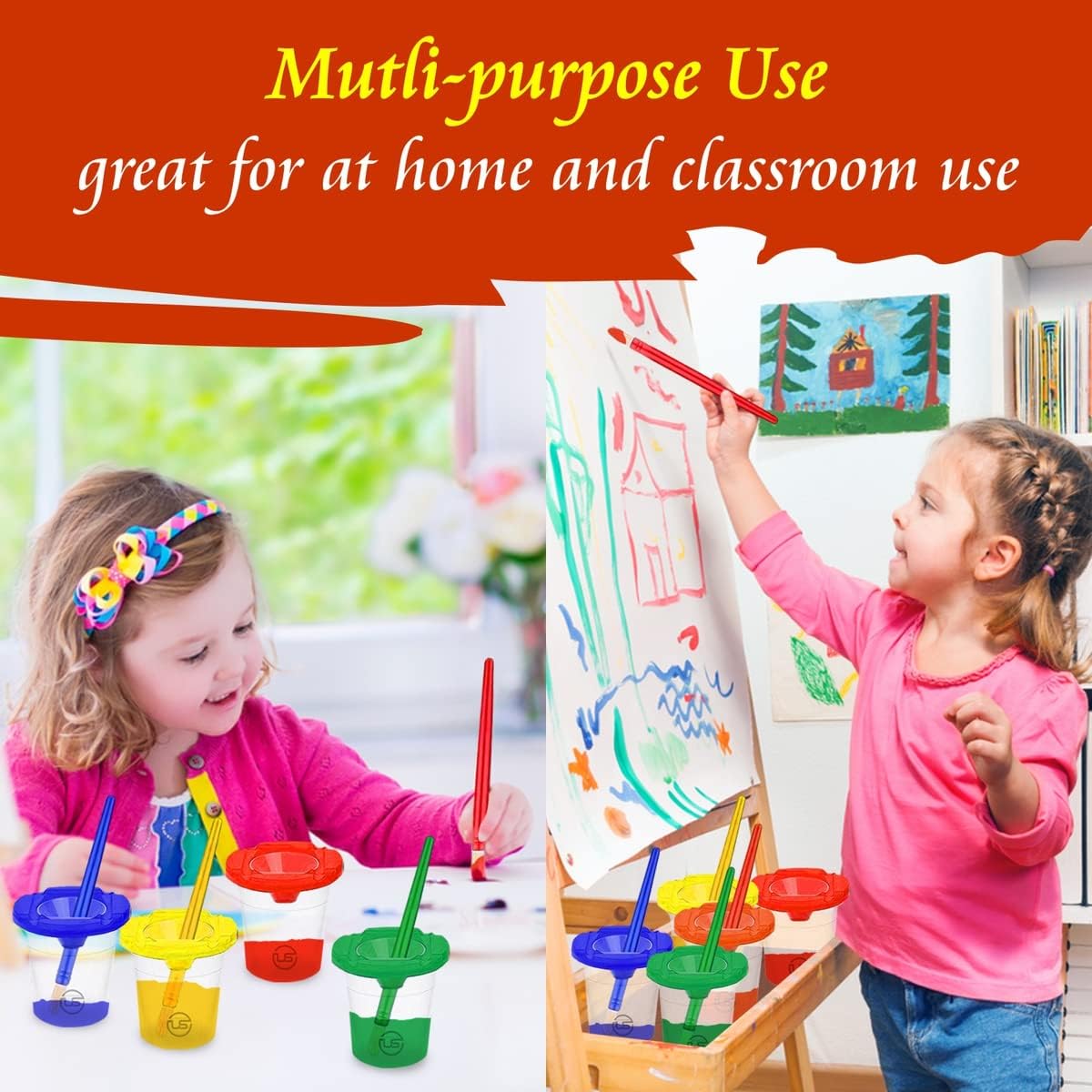The Mega Deals Kids Painting Set – Washable Non-Toxic Finger Paints (10 Colors of 2 oz) with 10 Paint Cups & 10 Brushes Mess-Free Toddler Art Supplies Painting Kit for Kids Gift Bundle
