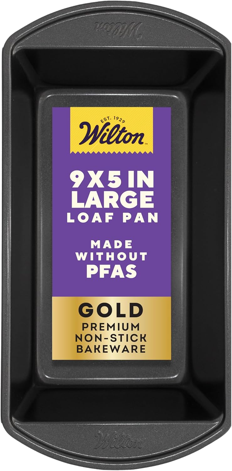 Wilton Gold Premium Non-Stick Warp-Resistant Bakeware, Made without PFAs, Large Loaf Pan, 9.25 x 5.25 in, Packaging May Vary
