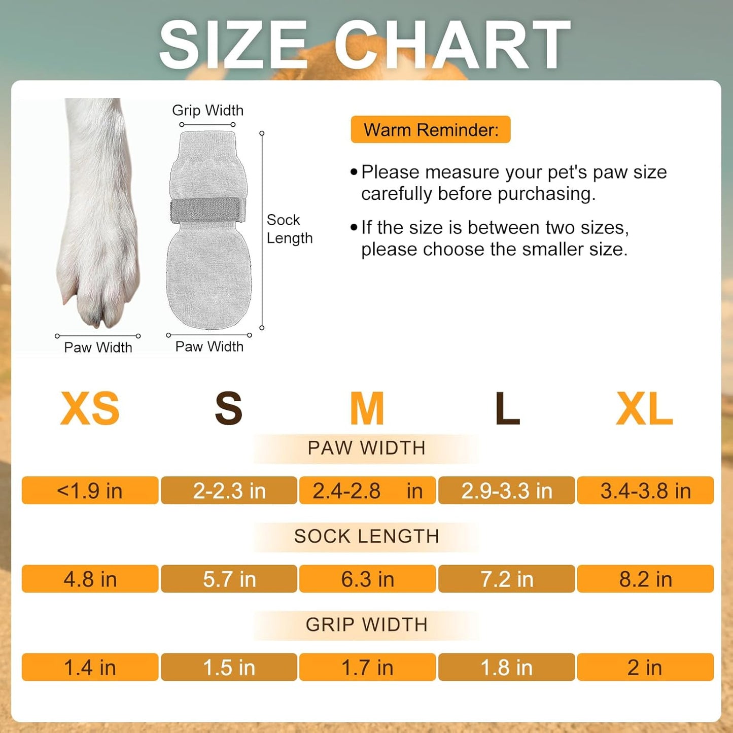 BEAUTYZOO Dog Socks, Non Slip Dog Socks to Prevent Licking Paws -Dog Shoes for Hot/Cold Pavement, Dogs Boots & Paw Protectors, Doggie Booties for Hardwood Floors, Small Medium Large Senior Dogs