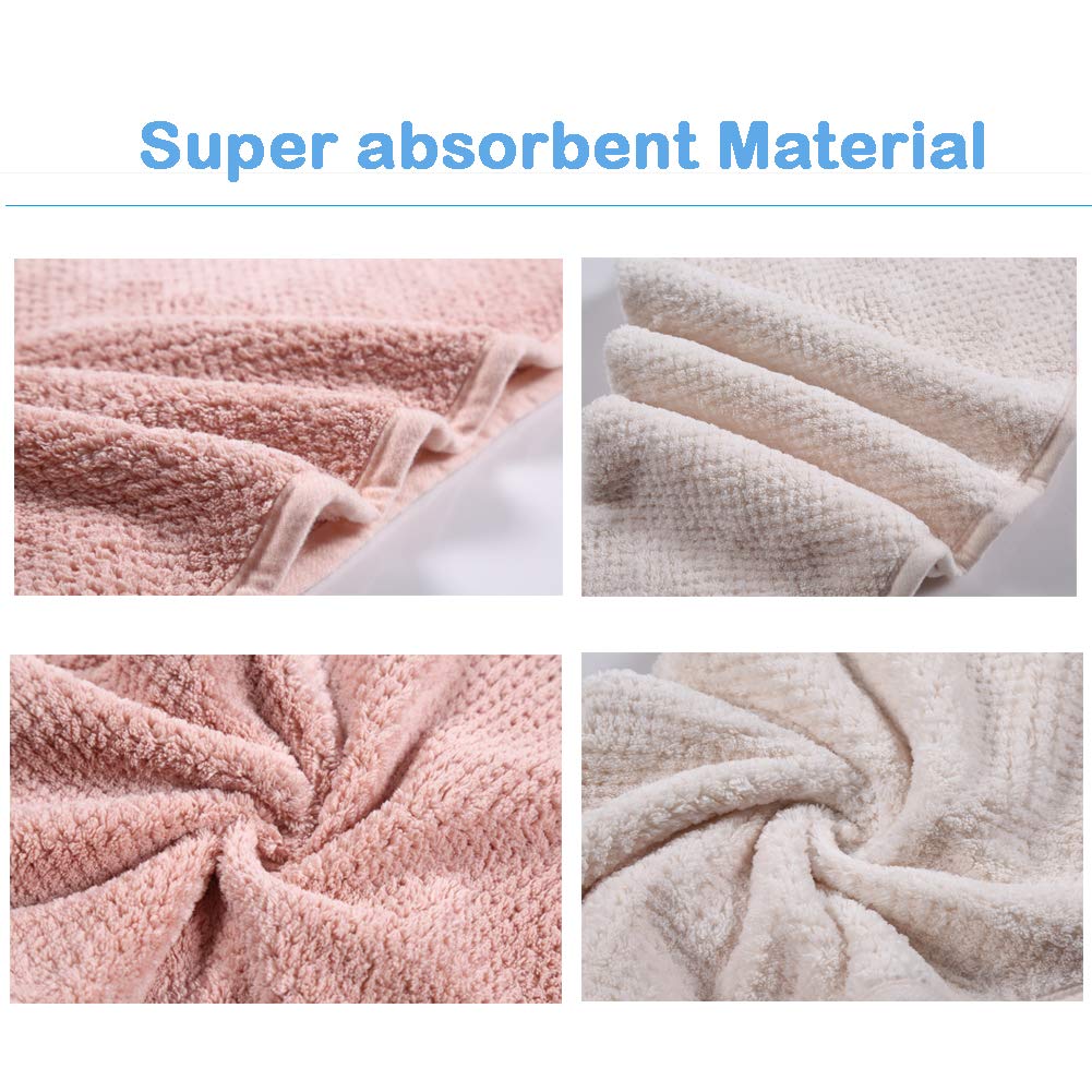 2 Pack Microfiber Hair Towel Wrap,Hair Drying Towel with Button, Hair Towel Turban,Quick Dry,Anti-frizz,Absorbent Head Towel (Pink&Beige)