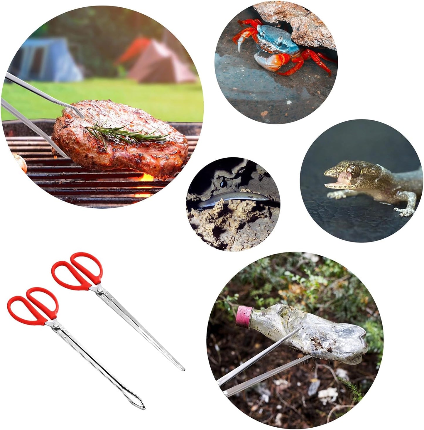 2PCS Reptile Feeding Tongs, Extended Stainless Steel Snake Feeding Tongs, Straight and Curved Feeding Tong, can be used for Snakes, Reptiles, Bathtubs, Aquarium Terrarium Supplies（15 "）