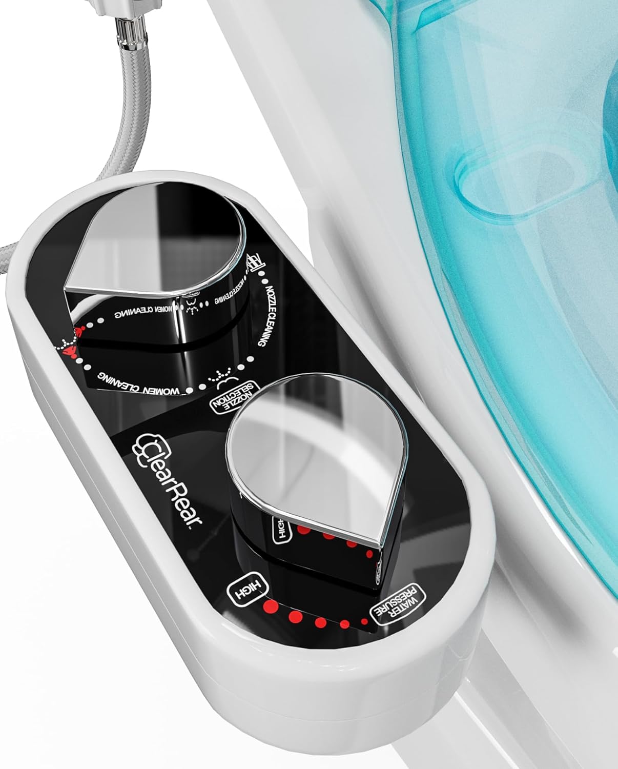 CLEAR REAR Bidet Attachment for Toilet Seat - Non-Electric with Self Cleaning Nozzles, Leak Proof Connectors, Adjustable Water Spray, Rear & Feminine Wash - Hygienic Bathroom Upgrades (Black)