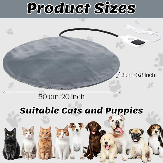 Heating Pad for Dog Cat - Pet Heated Bed Indoor Outdoor, Puppy Kittens Heater Warming Mat, Animal Heat Blanket with 9 Adjustable Temperature and 4 Timer Waterproof Removable Cover (20 x 20 in)