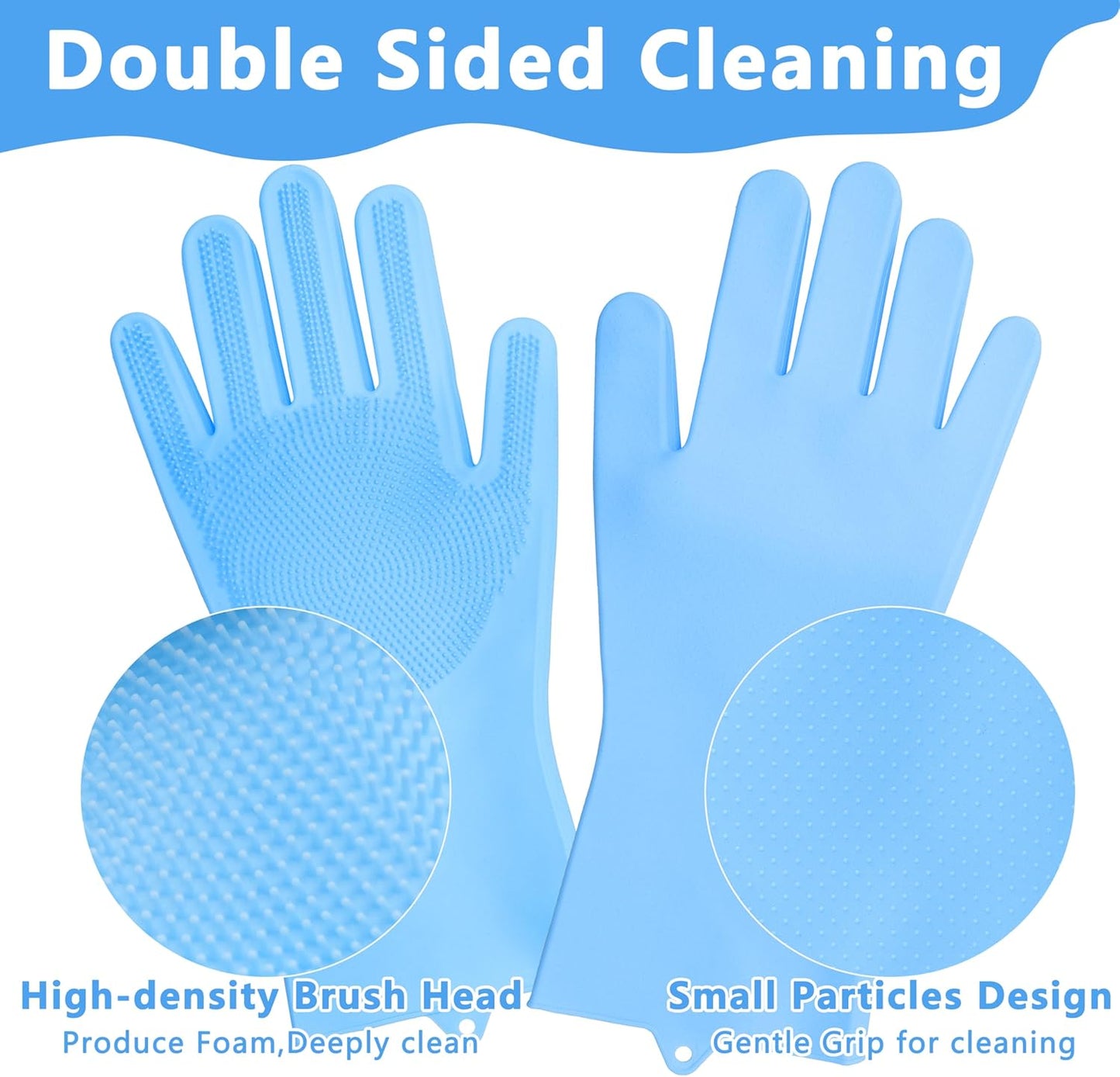 Pet Grooming Gloves—Heat Resistant Dog Washing Gloves with High-Density Teeth, Dog Bath Scrubber with Enhanced Five Finger Design, Silicone Gloves for Dogs and Cats Bathing, Massage (Blue)