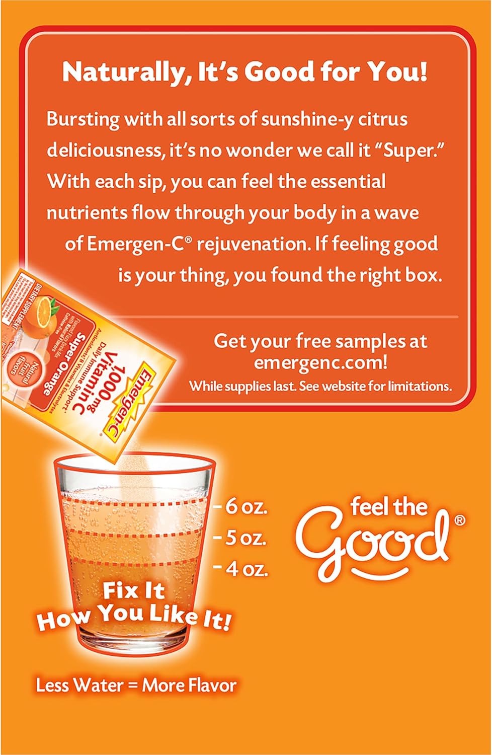 Emergen-C 1000mg Vitamin C Powder for Daily Immune Support Caffeine Free Vitamin C Supplements with Zinc and Manganese, B Vitamins and Electrolytes, Super Orange Flavor - 30 Count
