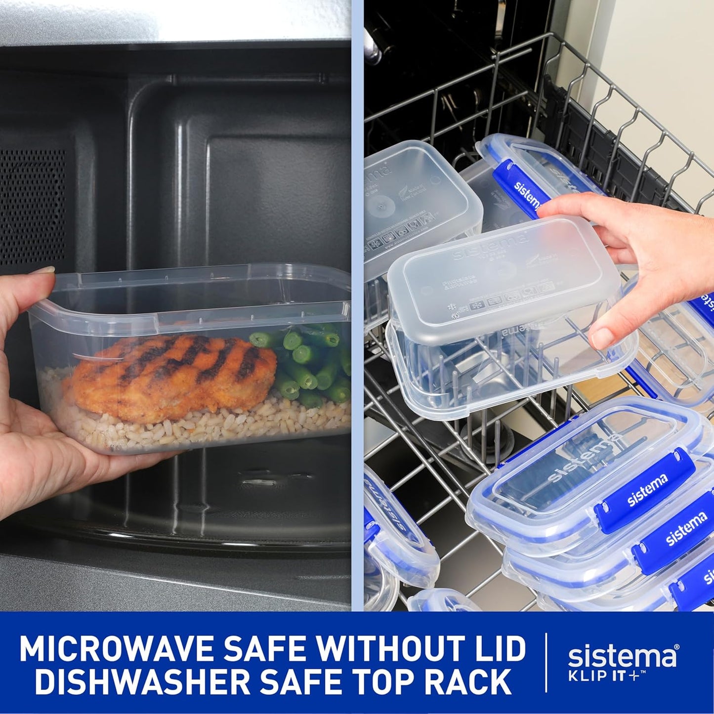 Sistema KLIP IT Food Storage Container, 5 L, Airtight & Stackable, BPA-Free, Clear with Blue Clips