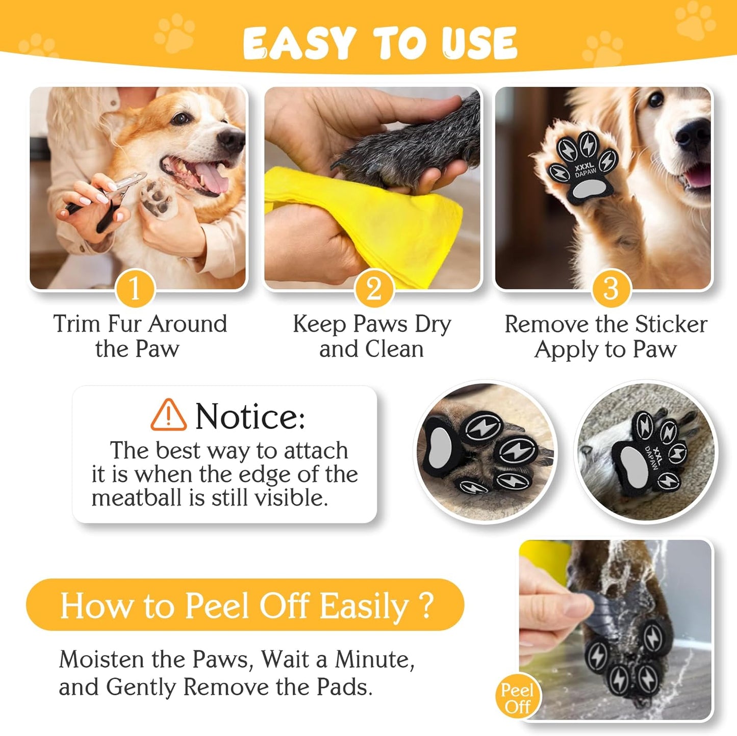 Dapaw Anti-Slip Dog Paw Pads, Paw Grip for Senior Dog on Hardwood & Tile Floors, Protector Pads for Hot Pavement, Paw Stickers for Dogs Feet with Strong Traction (5 Sets, 20 Pcs) XXL