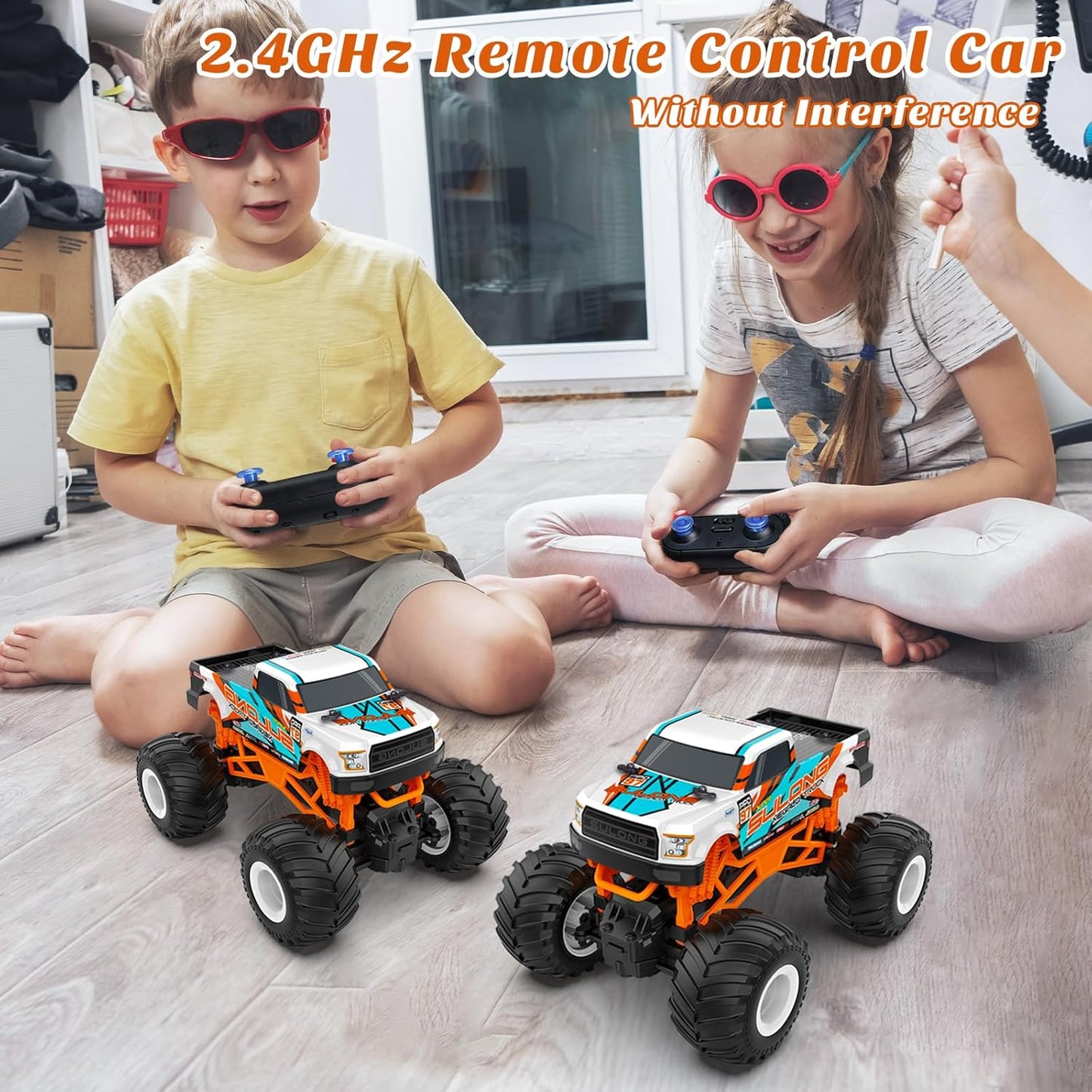 Remote Control Car, 1:16 Scale RC Monster Truck for Boys, 2.4 GHz All Terrain RC Cars for Boys Girls 4-7 8-12, 20 Km/h Off Road RC Truck, Christmas Birthday Gift for Kids and Adult, Orange