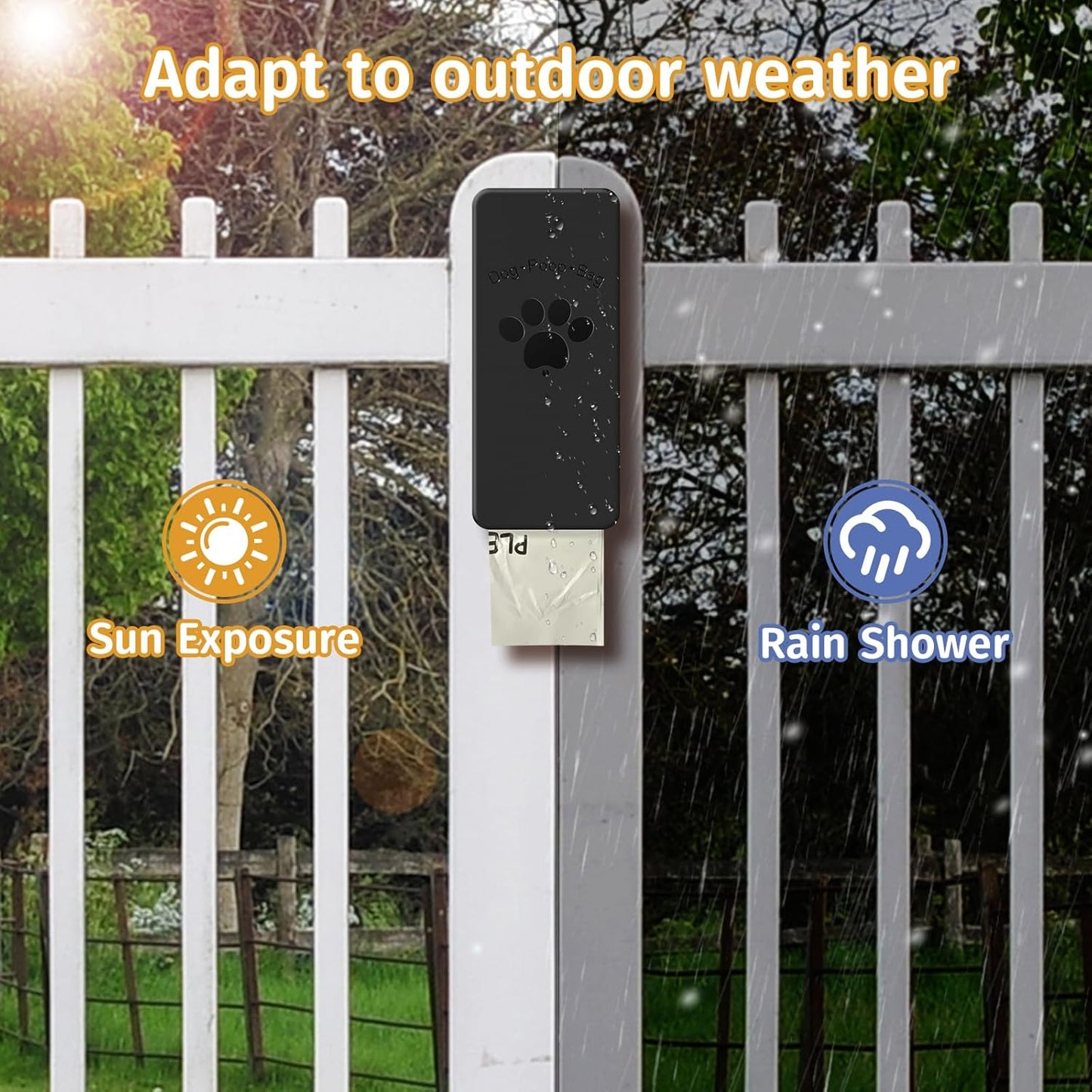 Dog Poop Bag Dispenser, Wall-Mounted Dog Bag dispenser Outdoor or Indoor for Doggy and Pets, Black Poop Holder for Yard and Park, Included 4 Rolls (60 Bags)