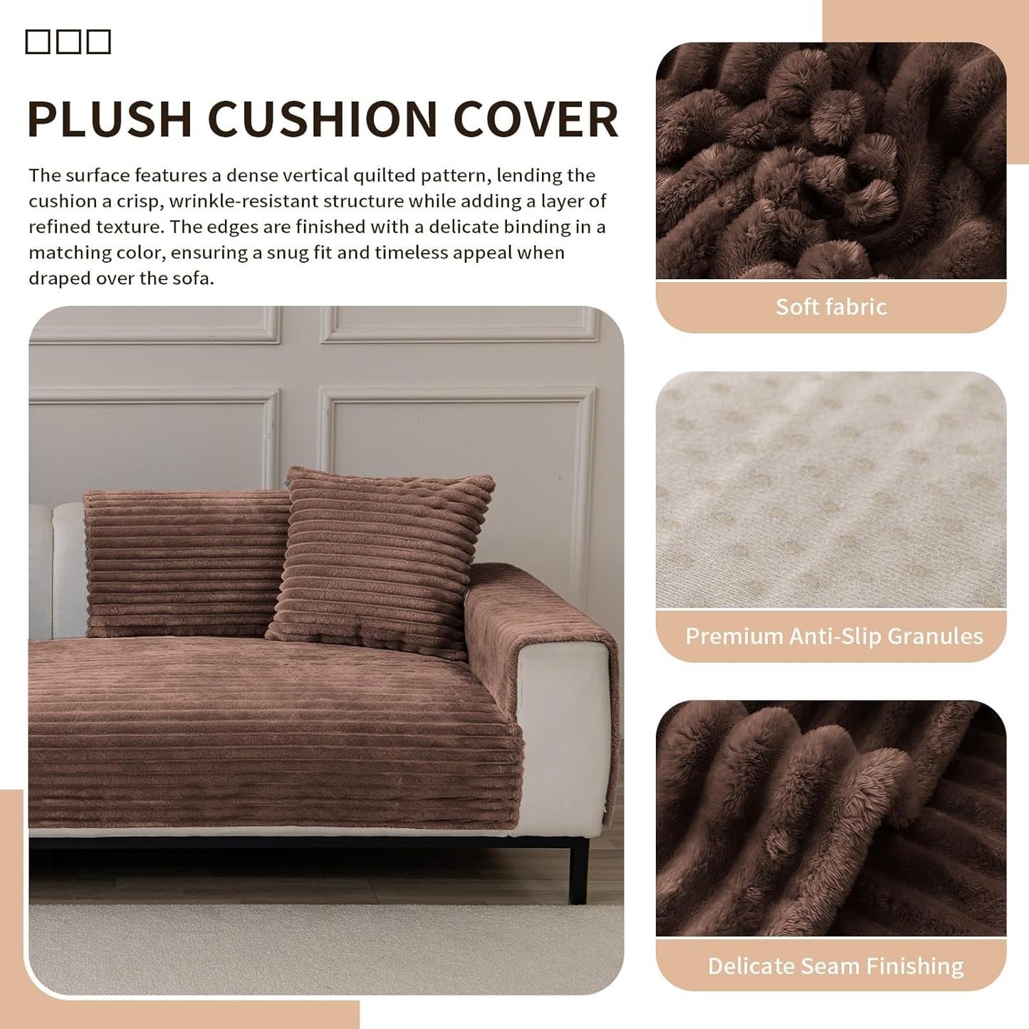 Waterproof Couch Cover for Dogs, Non-Slip Sofa Protector Washable | Thick Plush Pet Bed Cover for 3 Cushion Couches, Furniture Protector (Coffee, 35"x 82"1 Pack)