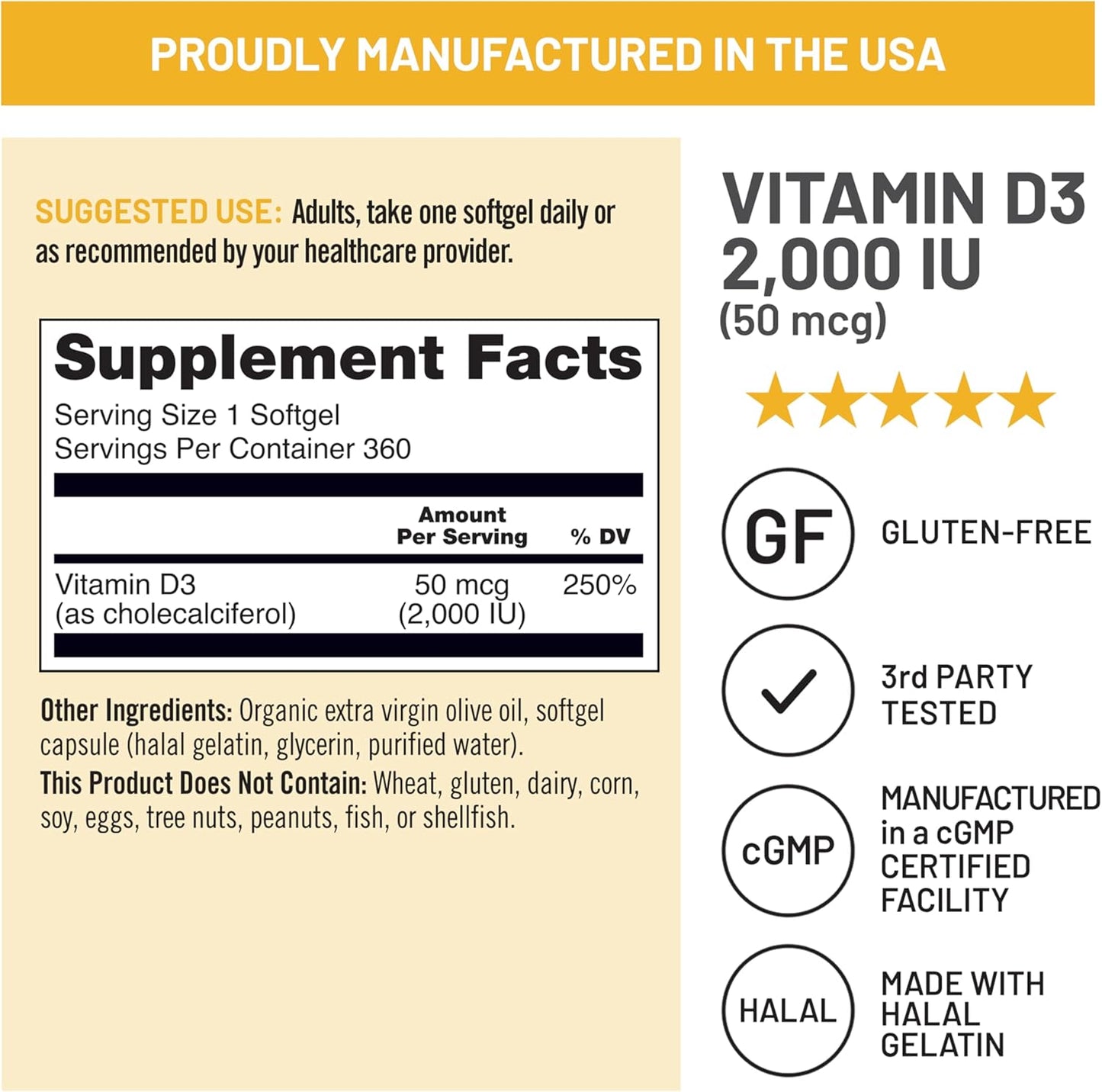 NatureWise Vitamin D3 2000iu (50 mcg) 1-Year Supply for Immune Support, Healthy Muscle Function, and Bone Health - Non-GMO, Gluten Free in Organic Extra Virgin Olive Oil, (Mini Softgel), 360 Count