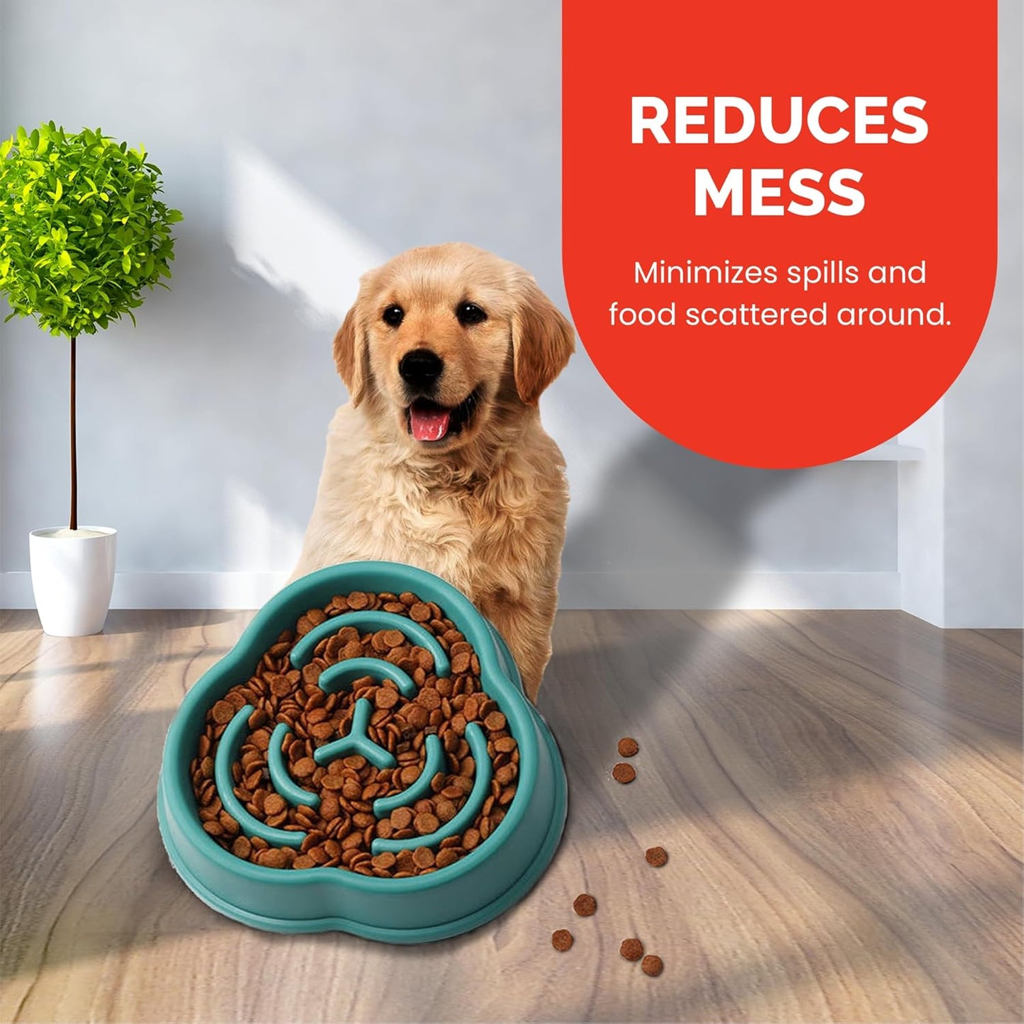 Dog Slow Feeder Bowl - Dog Dishes to Slow Down Eating - Puzzle Dog Food Bowl - Pet Bowl for Fast Eaters - Slows Down Pets Eating - Dog Bowl for Dry, Wet, & Raw Food - Dog Puzzles for All Breed Dogs