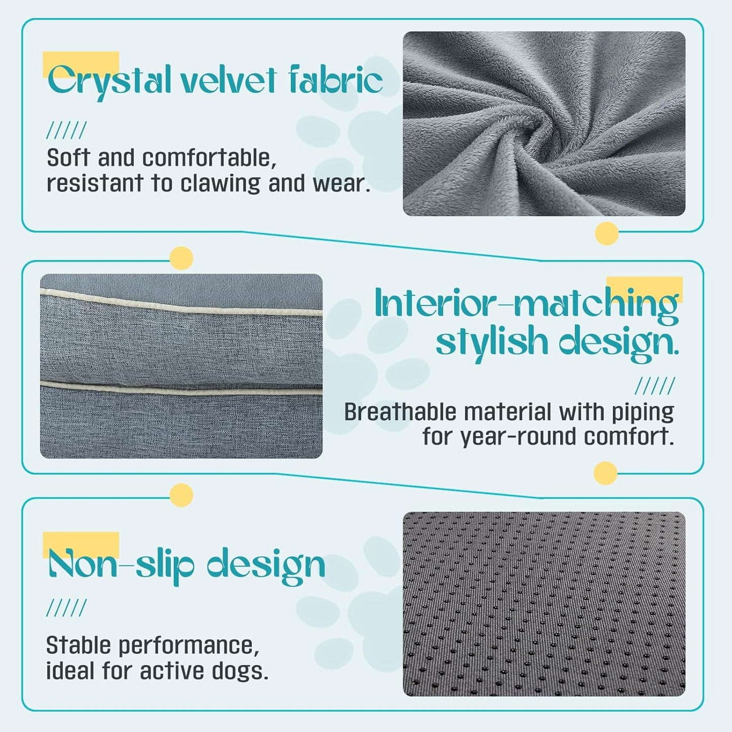 Waterproof Memory Foam Dog Beds for Extra Large Dogs Non-Slip Orthopedic Dog Beds Washable Couch Pet Bed with Removable Cover (Grey, X-Large)