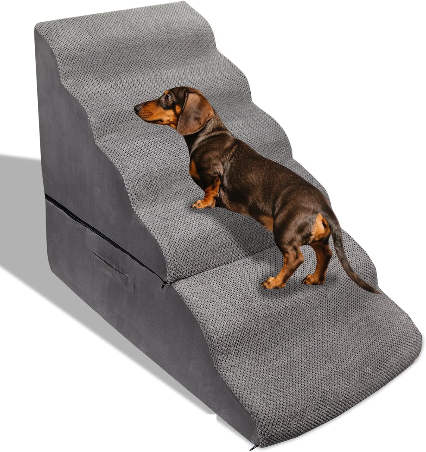 Dog Stairs&Steps for 30 Inches High Bed Up to 30-36 Inch Tall, Pet Cat Ramp Ladder for Small Dogs, Doggie, Old Cats, Kitty, Small Animals Grey No Assembly Required