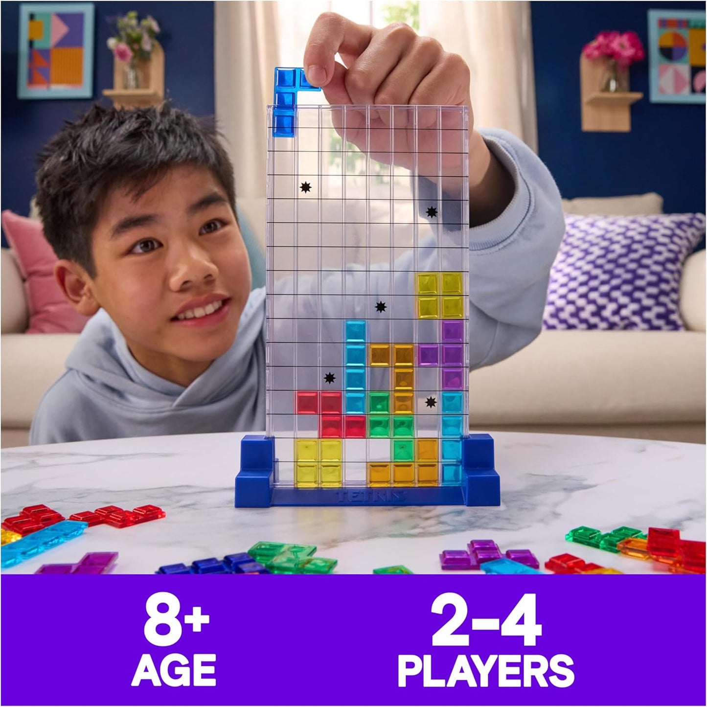 Spin Master Games, Tetris: The Board Game, Play the Classic Puzzle Game Tetris in Real Life, Multiplayer Head-to-Head Puzzle Challenge, 2-4 Players, Easter Gift, Ages 8 & Up