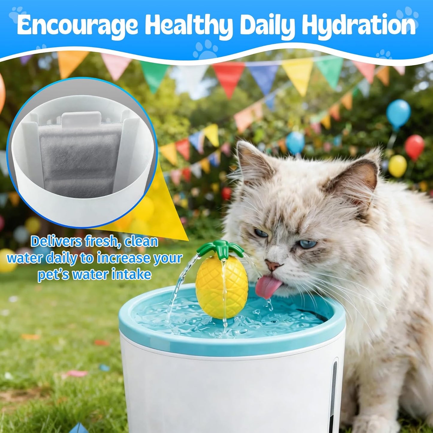 Enhon 20 Pack Small Cat Water Fountain Filters, Compatible with Whisker City 50 oz Automatic Pet Fountain, Dog Water Dispenser Replacement Filters for Pineapple, Ceramic and Stainless Steel