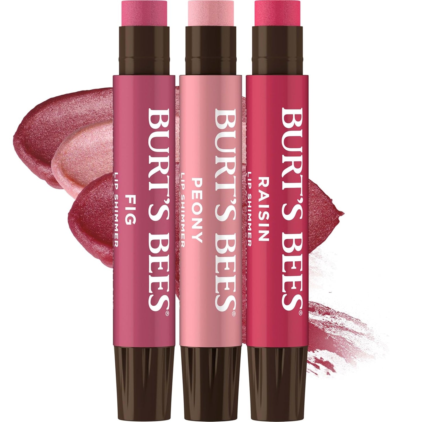 Burt's Bees Easter Basket Stuffers, Lip Shimmer Nude Collection, Tinted Lip Balm, Moisturizing for All Day Hydration with Natural Glowy Finish & Buildable Color, Value Pack, 3 Tubes x 0.09 Oz