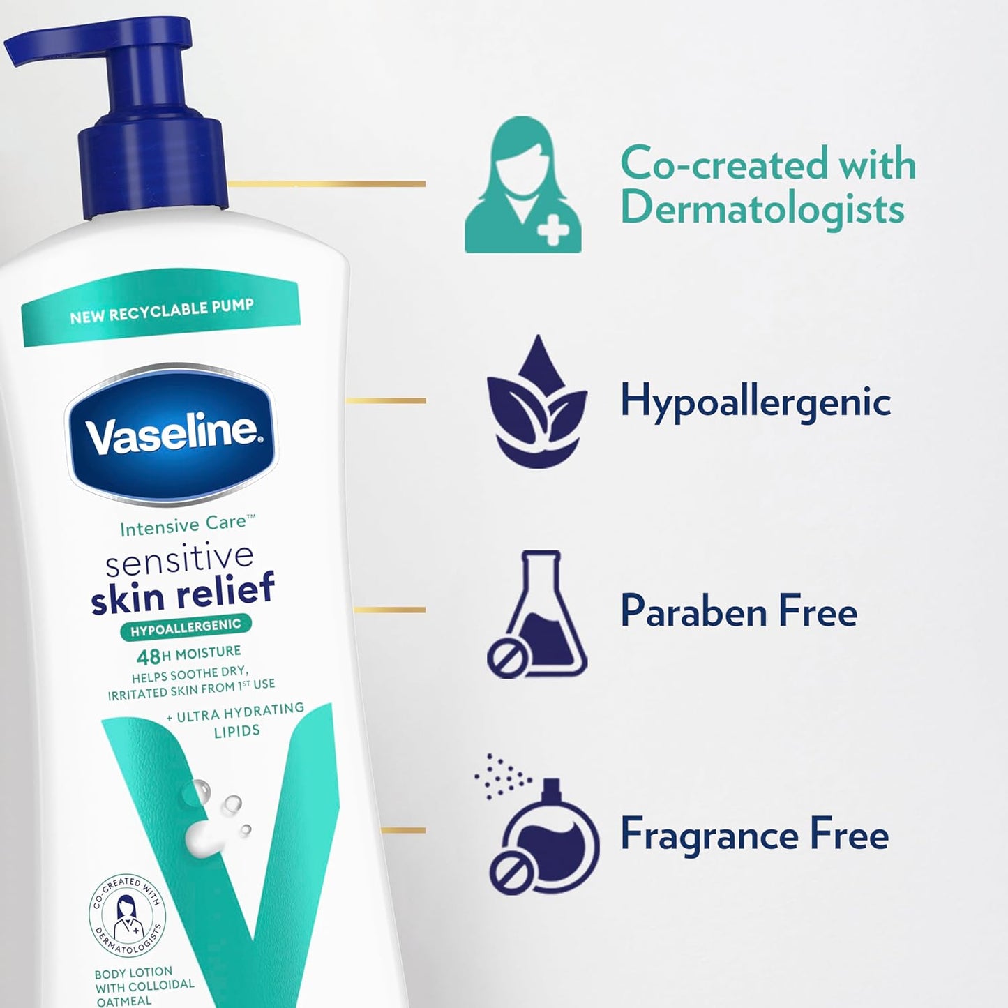 Vaseline Intensive Care Body Lotion 4 Pack Sensitive Skin Relief For Dry Skin With Colloidal Oatmeal and Ultra-Hydrating Lipids 20.3 oz