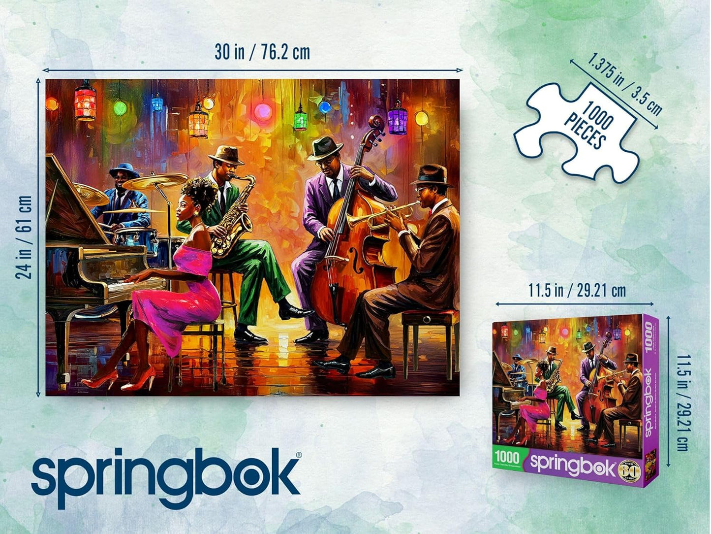 Springbok Neon Notes 1000 Piece Jigsaw Puzzle for Adults - Jazz Musicians - Unique Cut Pieces - Made in USA