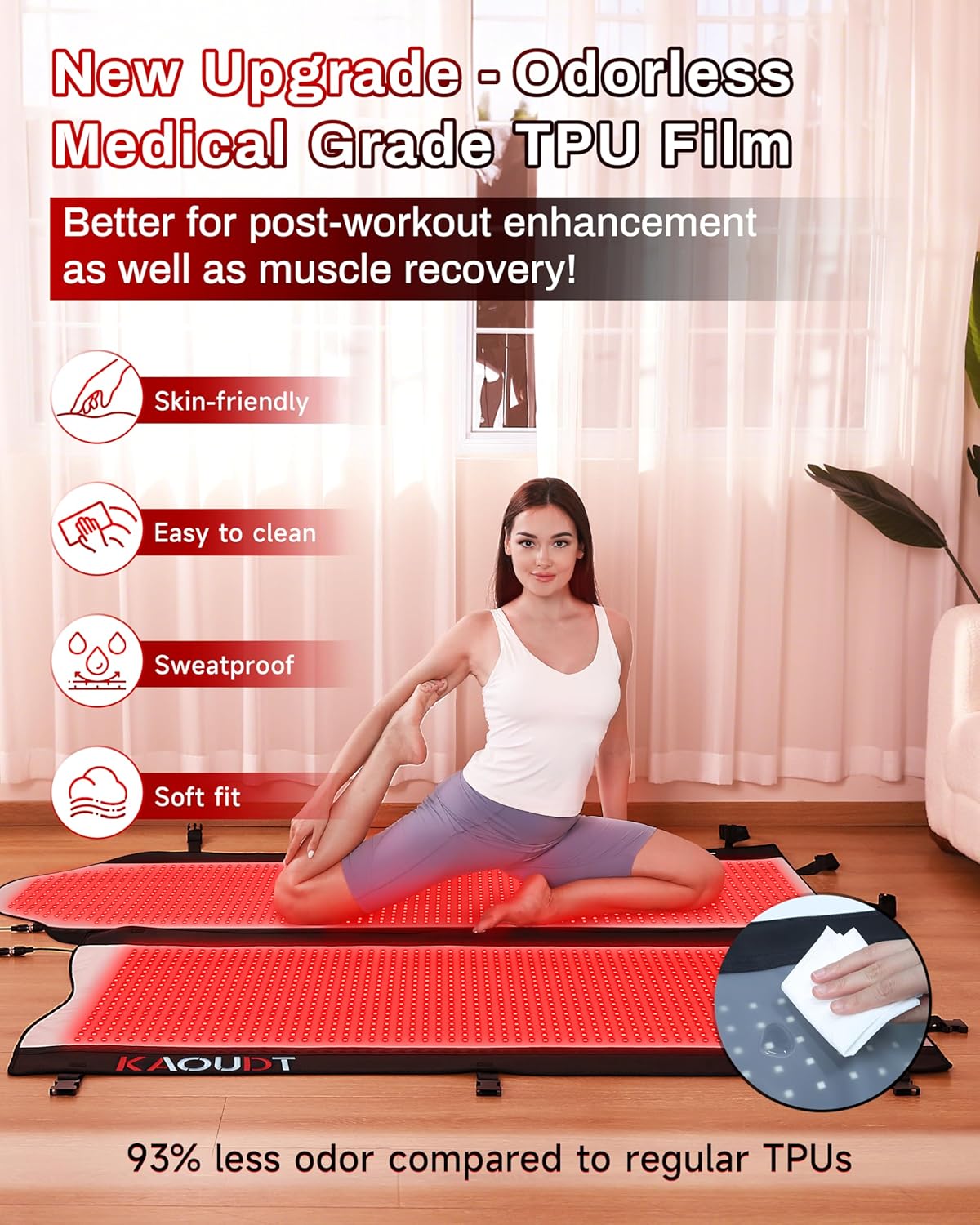 2026 Medical-Grade TPU Red Light Therapy Mat for Full Body Pain Relief, FSA&HSA Eligible 72"x33" Dual Wavelength Infrared Red Light Blanket with 2600 LEDs for Home Use (Black)