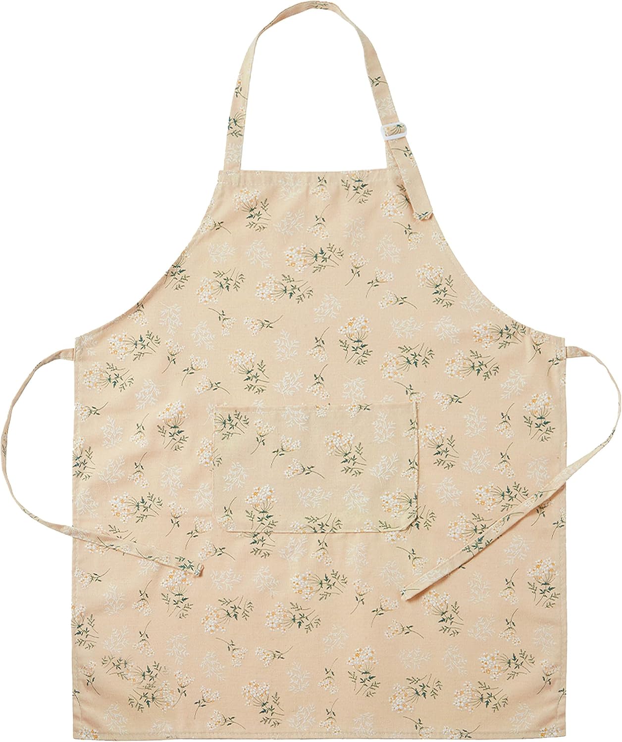 Aprons for Women with Pockets, Japanese Linen Kitchen Apron, Adjustable Lightweight Breathable Embossed Fabric, Cooking Baking Gardening Craft Apron, Vintage Floral Style
