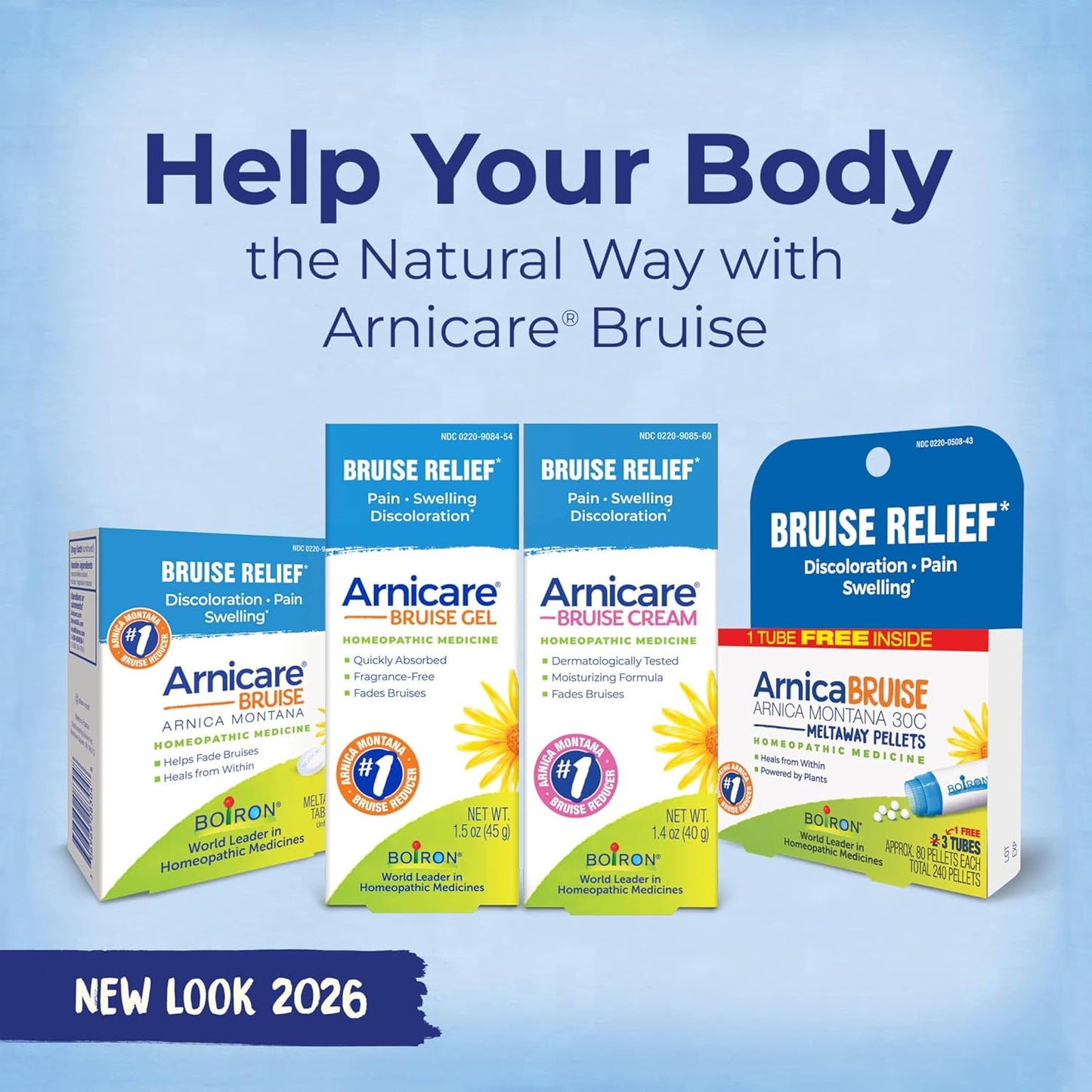 Boiron Arnicare Bruise Gel for Pain, Inflammation or Swelling, Soreness, and Discoloration - Non-greasy and Fragrance-Free - 2.6 oz