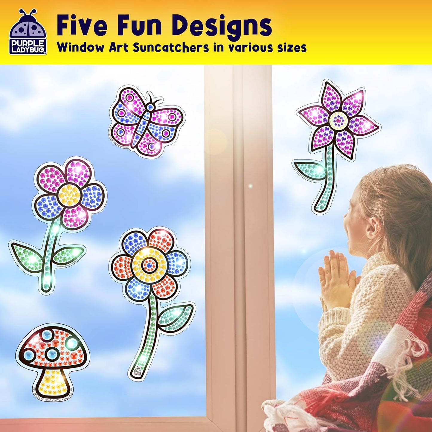 Easter Basket Stuffers for Children & Easter Crafts for Kids - Suncatcher Gem Art for Kids, Great 6 Year Old Girl Gifts, Birthday Gift for Girls 6-8, Arts & Crafts Activities, Window Diamond Art Kit