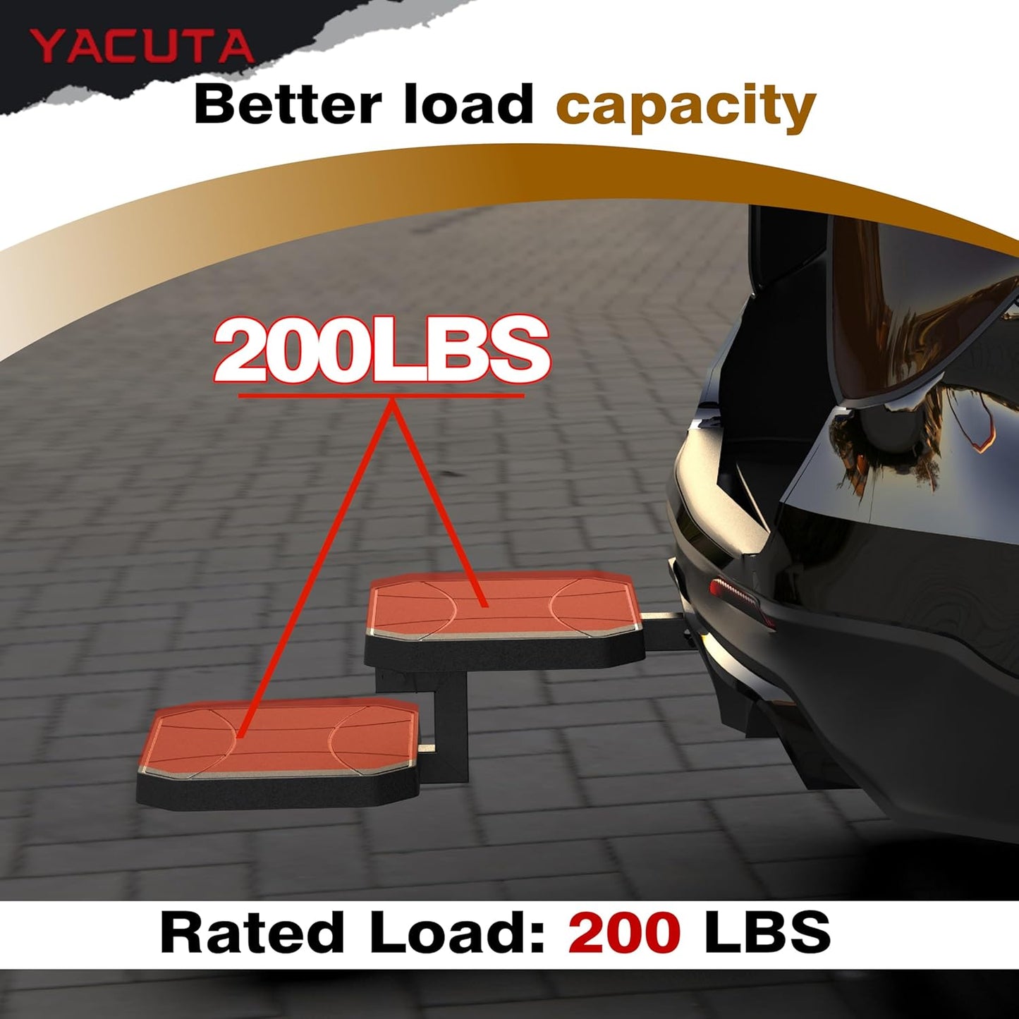 YS03 Two-Stage Foldable Pet Step Hitch Step |Compatible with 2" Hitch Receiver | Helps Dogs Get in & Out of Car Van SUV| Size 20 x‎16 inch.