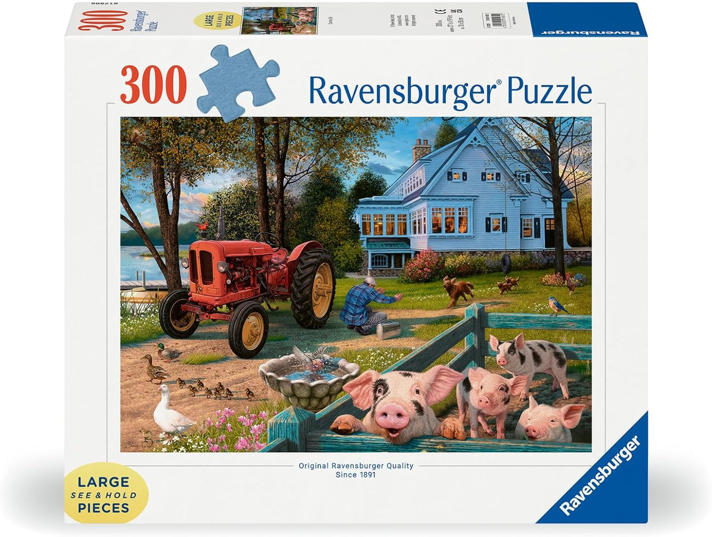Ravensburger Country Life 300 Piece Large Format Puzzle | Idyllic Farm Scene by Steve Read | Perfect Interlocking Fit | Eco-Friendly Materials