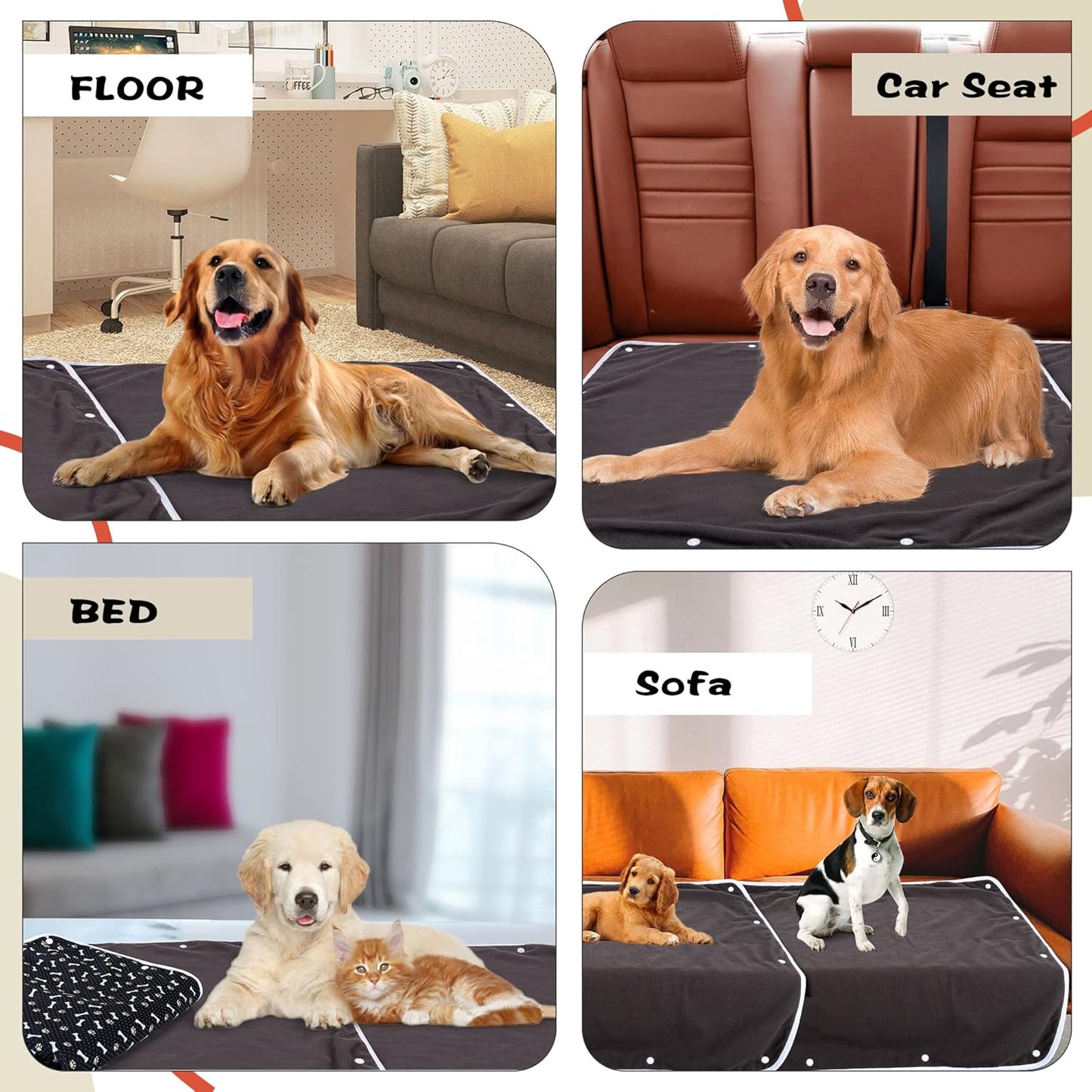 Teamoy 1 Pack 2 Dog Blanket, Waterproof Dog Bed Cover Protector for Sofa Couch(Black, 27.5" x 27.5")