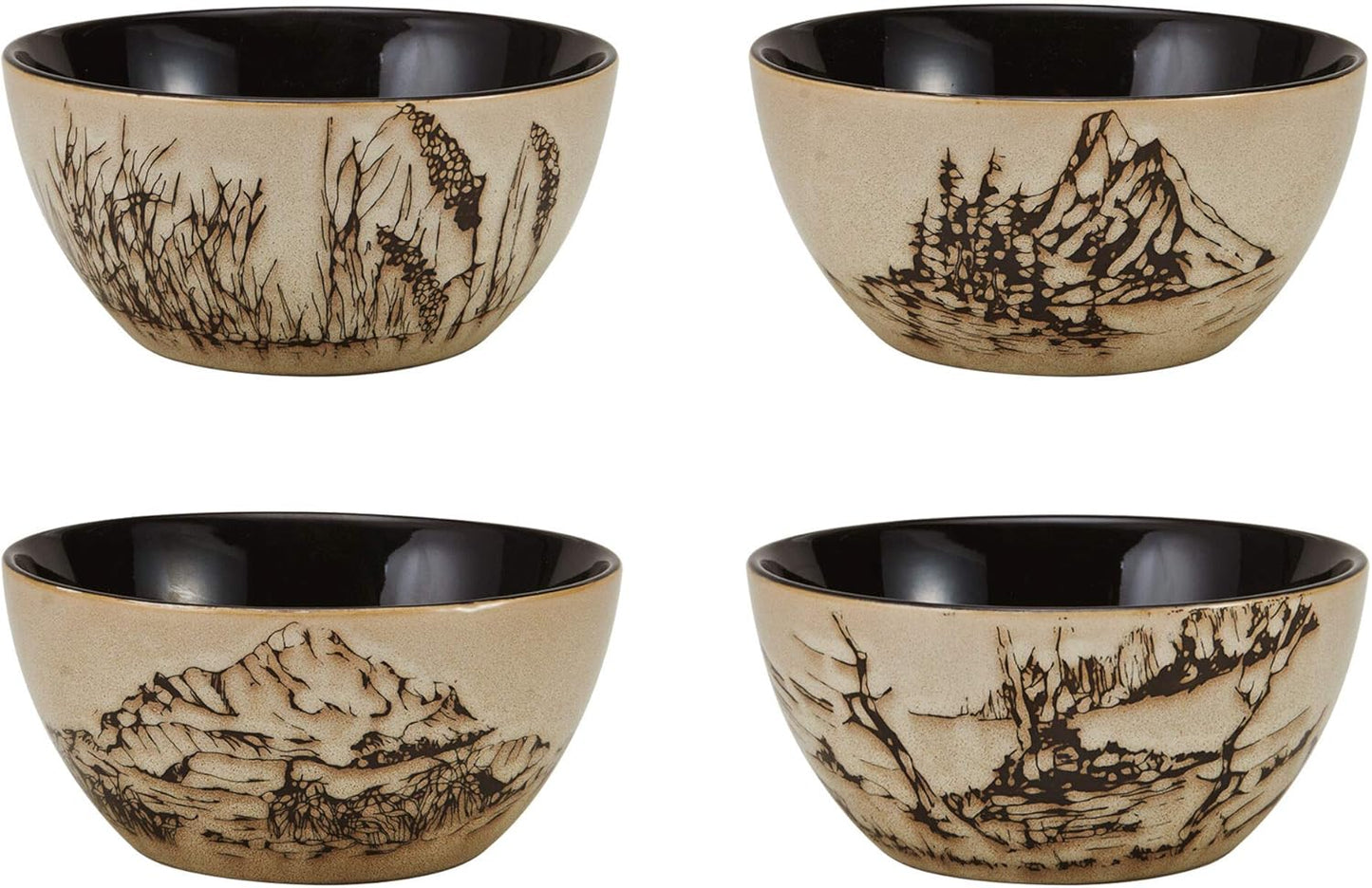 Mossy Oak Animal Print 16 Piece Dinnerware Set, Service for 4, Black and Beige