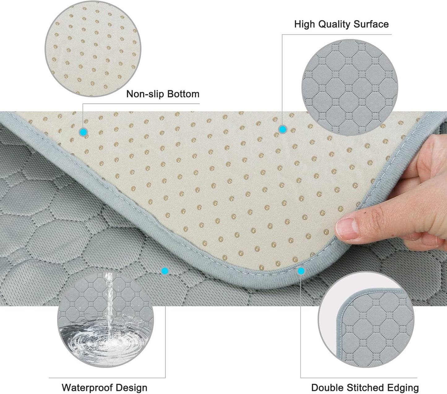 PAWCHIE Guinea Pig Cage Liners, Washable Guinea Pig Bedding for Midwest Cage 2 Pack 47"X24", Reusable Anti Slip Waterproof, Absorbent Guinea Pig Pee Pad for Small Animal, Rabbit, Bunny, Chinchilla