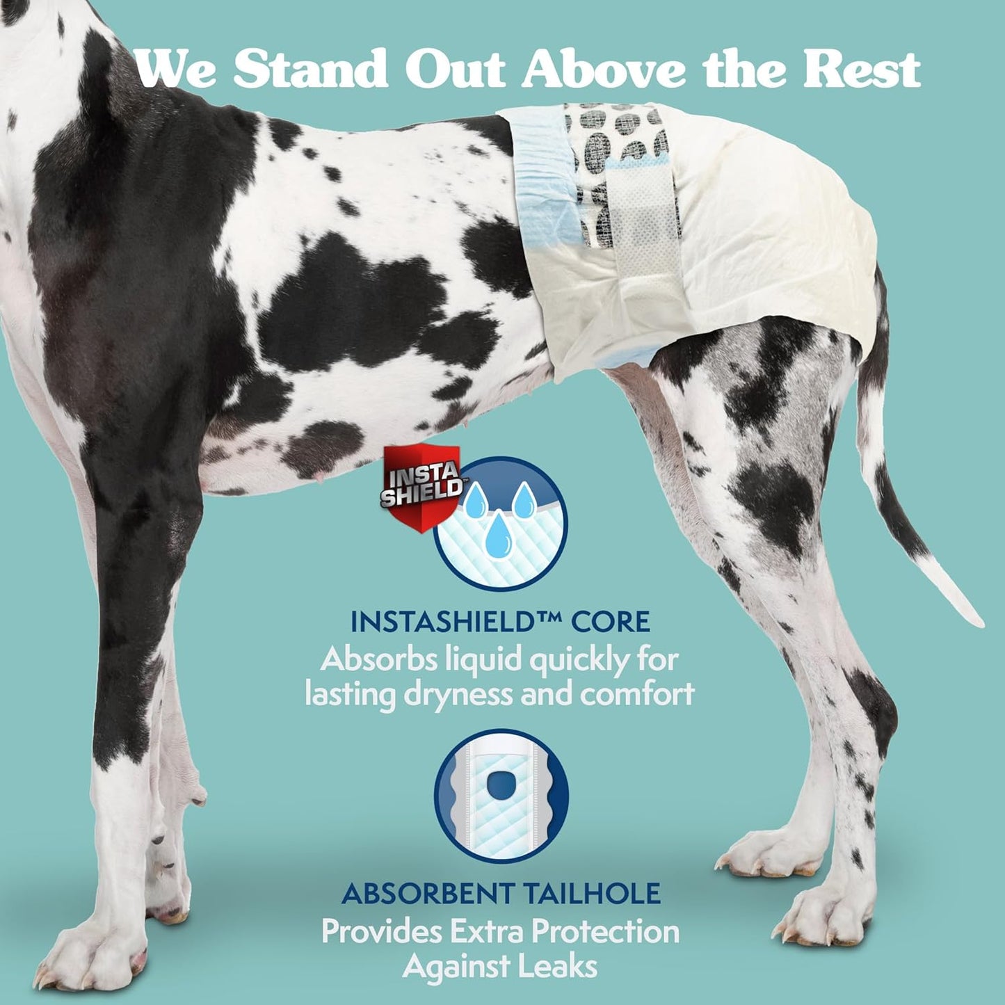 Simple Solution Dog Diapers Female, Dog Diapers, Potty Training, Super Absorbent, Breathable, Wetness Indicator for Urination, 22-37 Inch Waist, (XXL, 30ct)